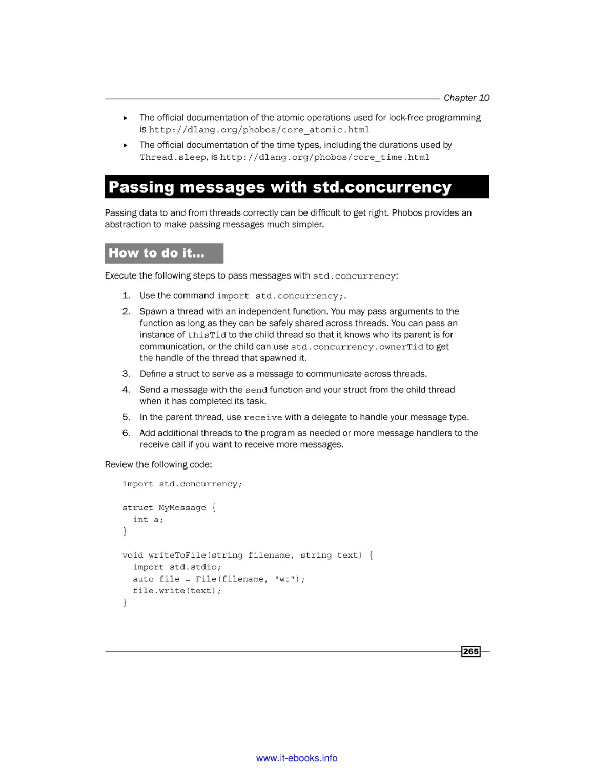 Passing messages with std.concurrency
