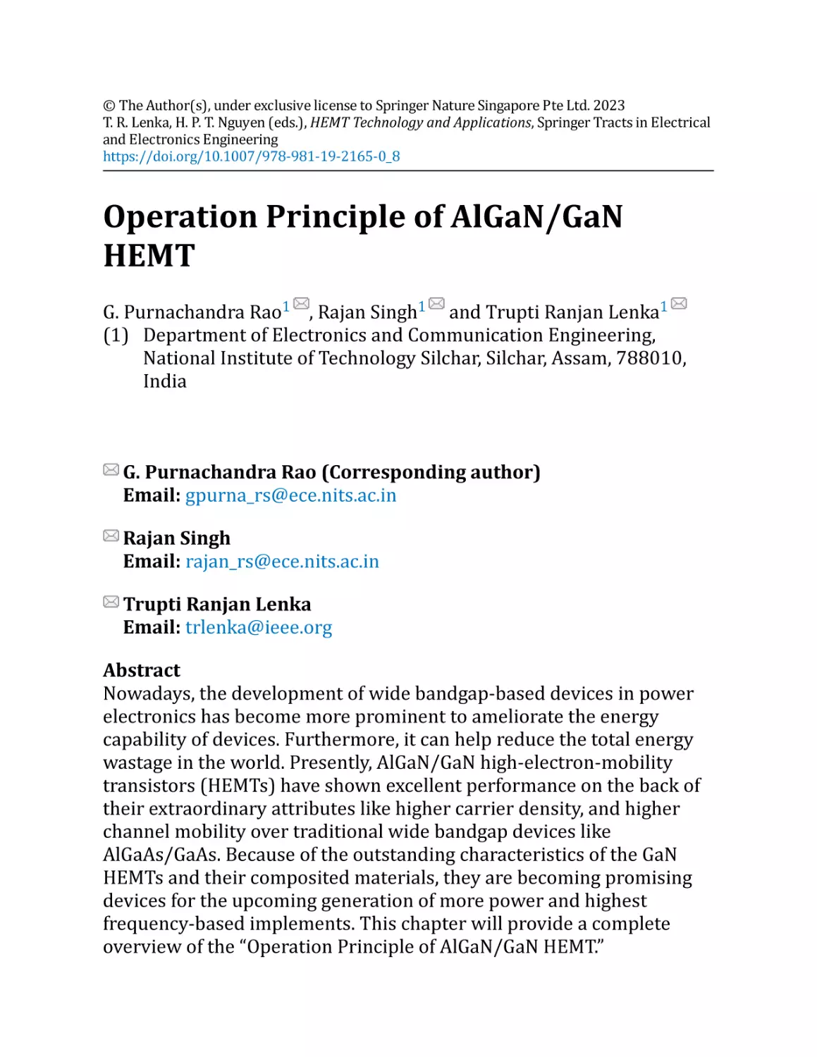 Operation Principle of AlGaN/GaN HEMT