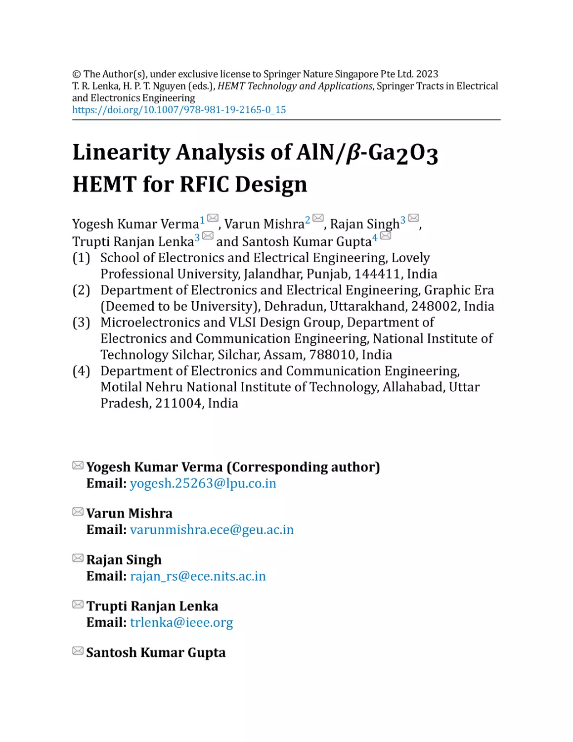 Linearity Analysis of AlN/β-Ga2O3 HEMT for RFIC Design