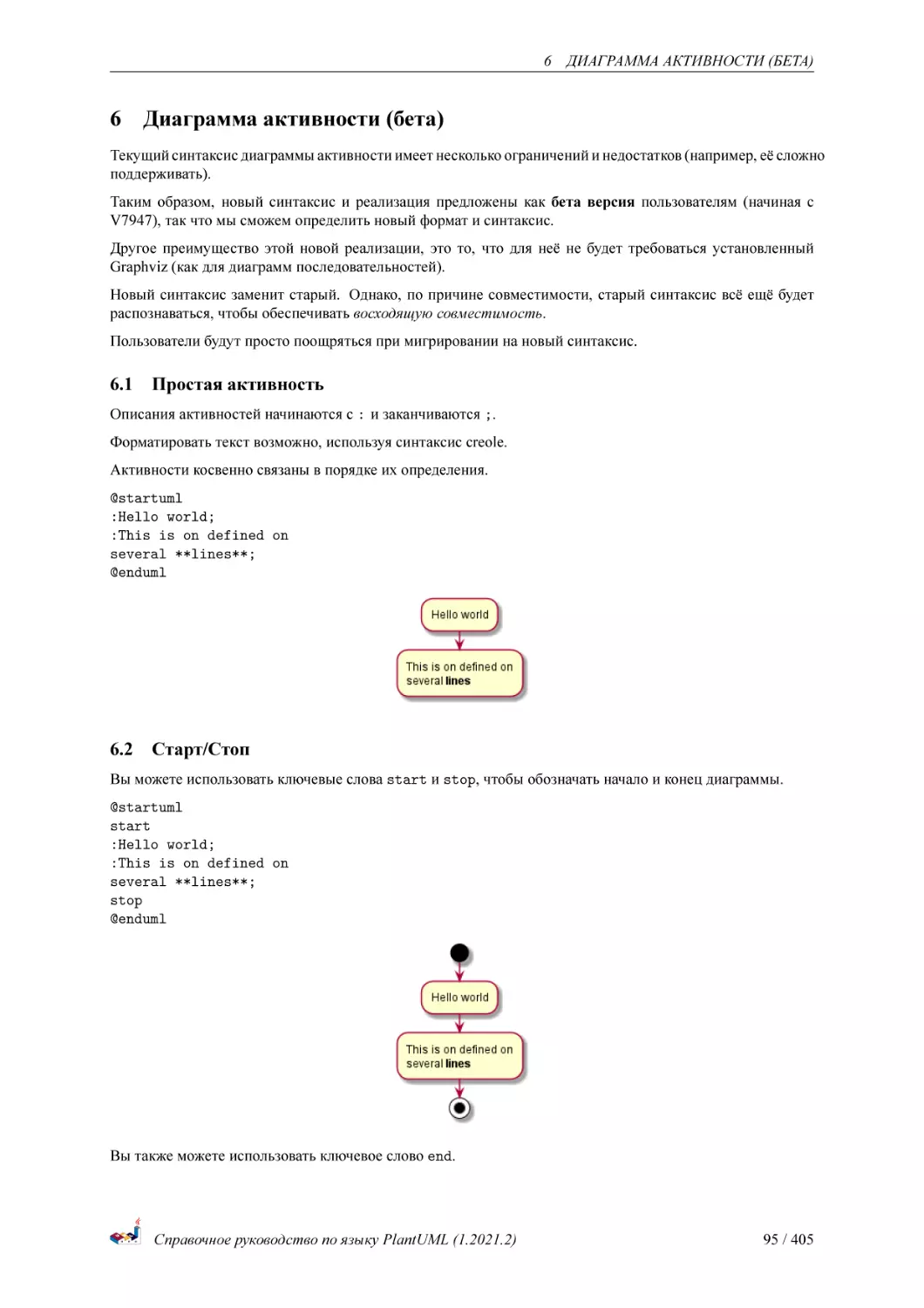 Диаграмма активности (бета)
Простая активность
Старт/Стоп