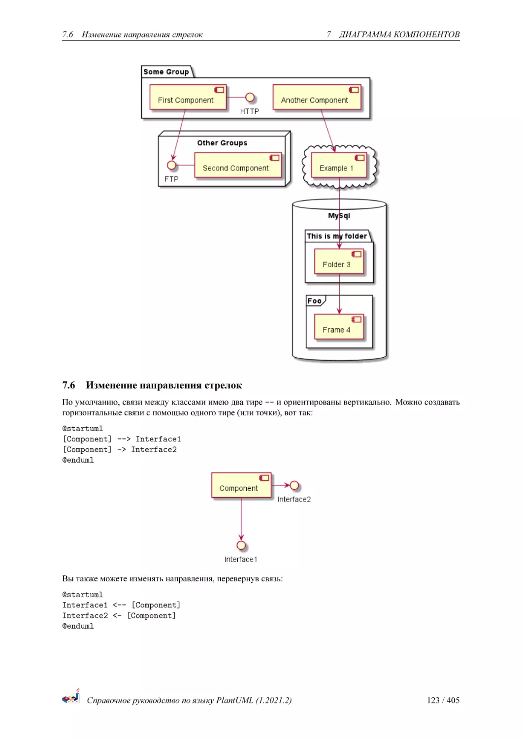 Изменение направления стрелок