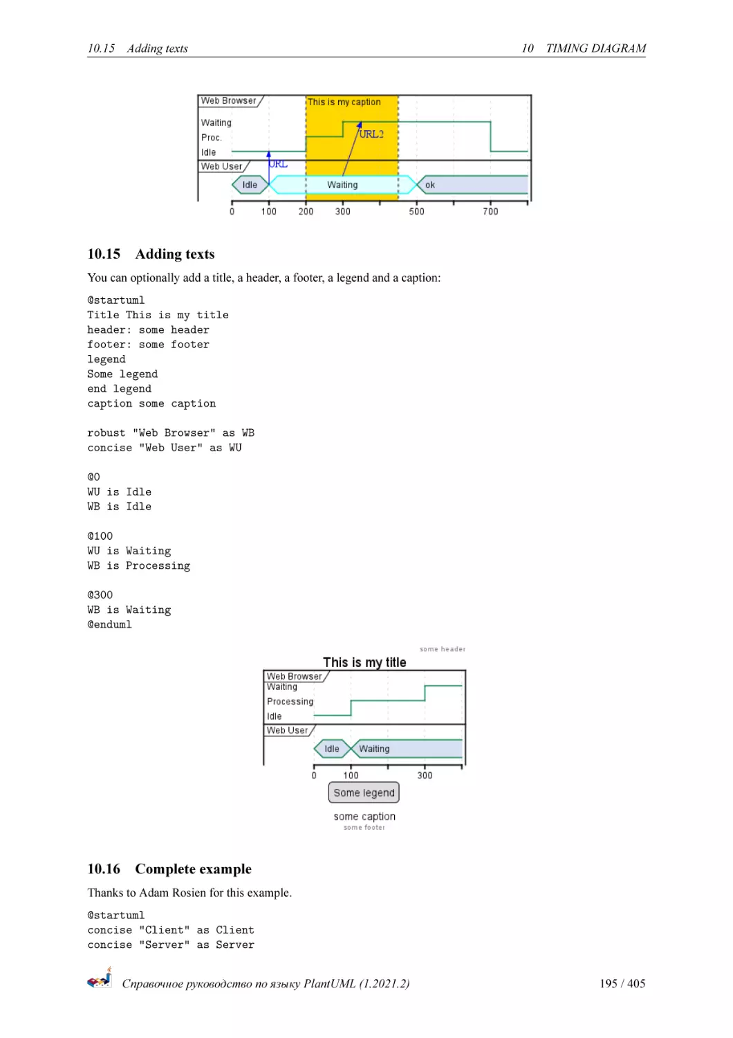 Adding texts
Complete example