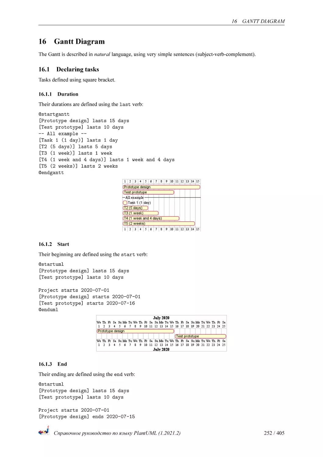 Gantt Diagram
Declaring tasks
Duration
Start
End