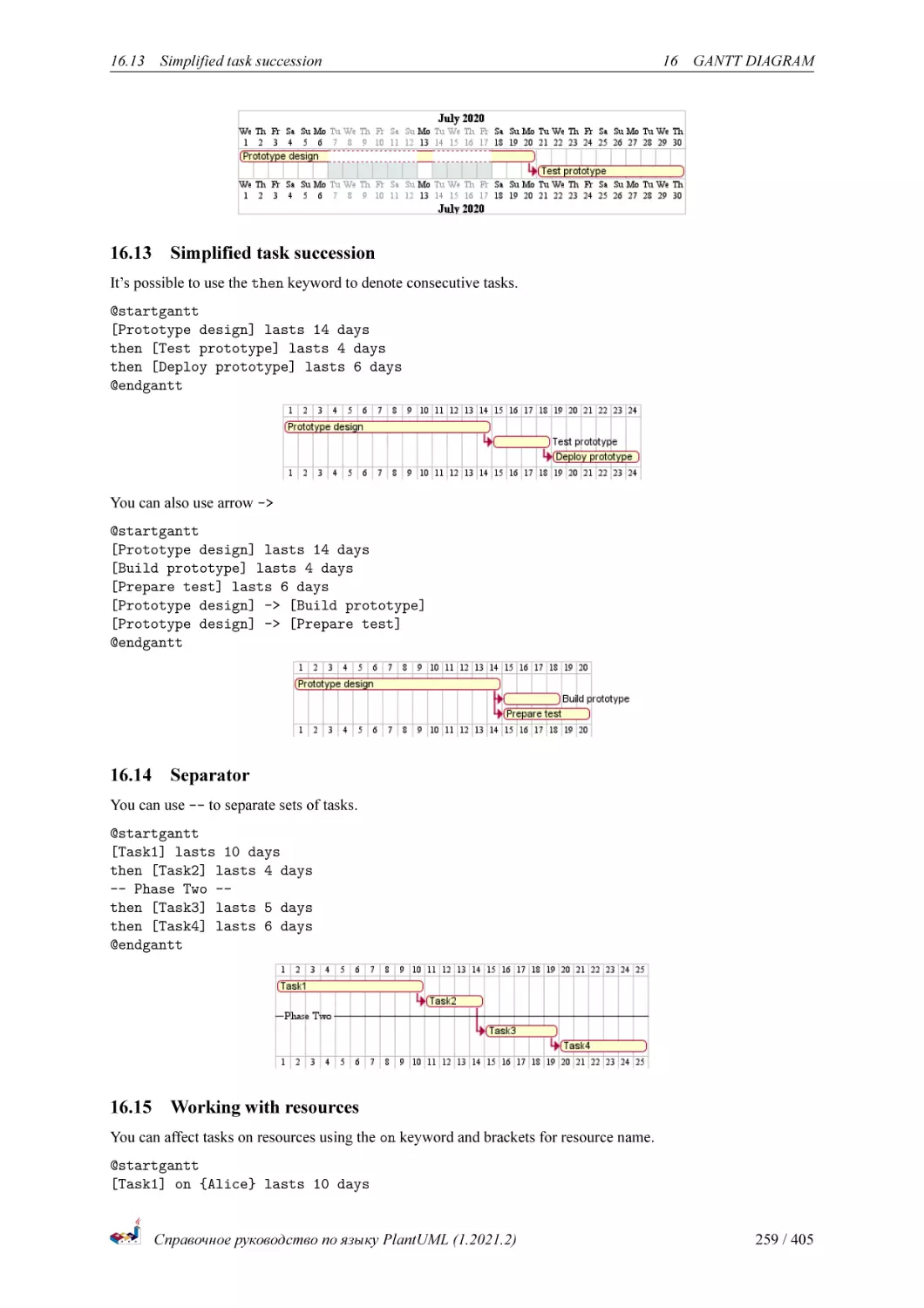 Simplified task succession
Separator
Working with resources