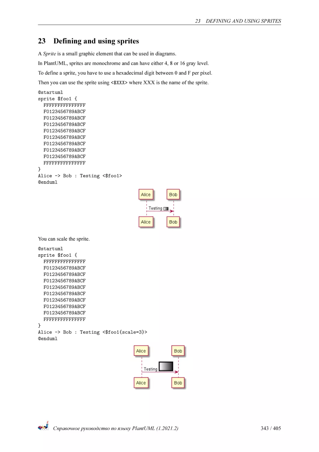 Defining and using sprites