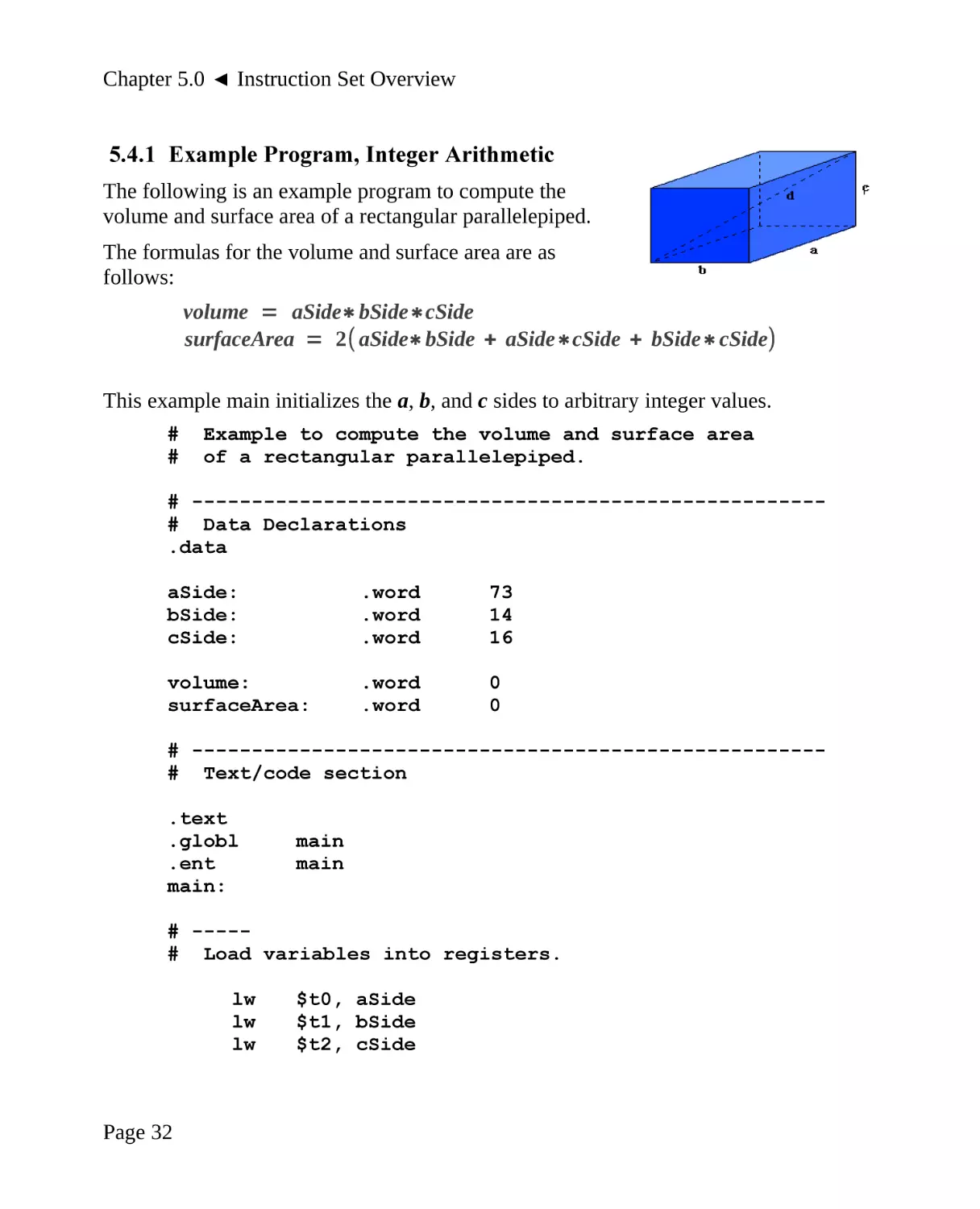 5.4.1 Example Program, Integer Arithmetic