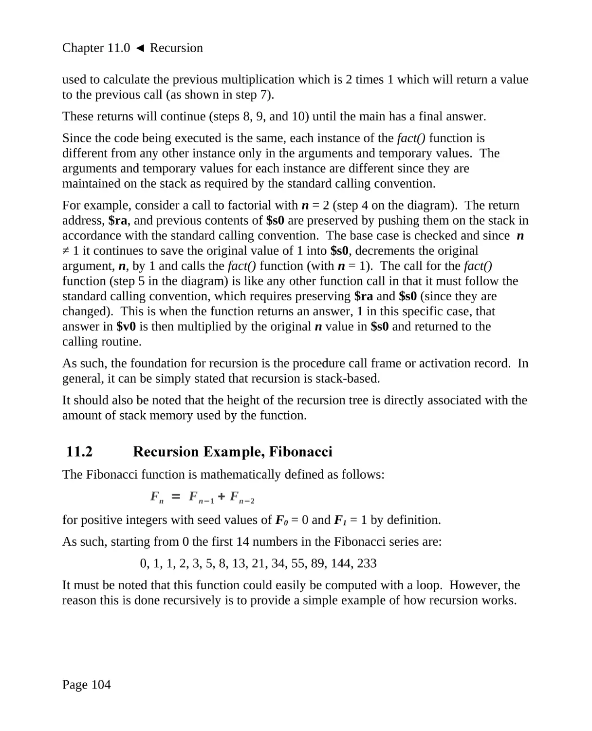 11.2 Recursion Example, Fibonacci