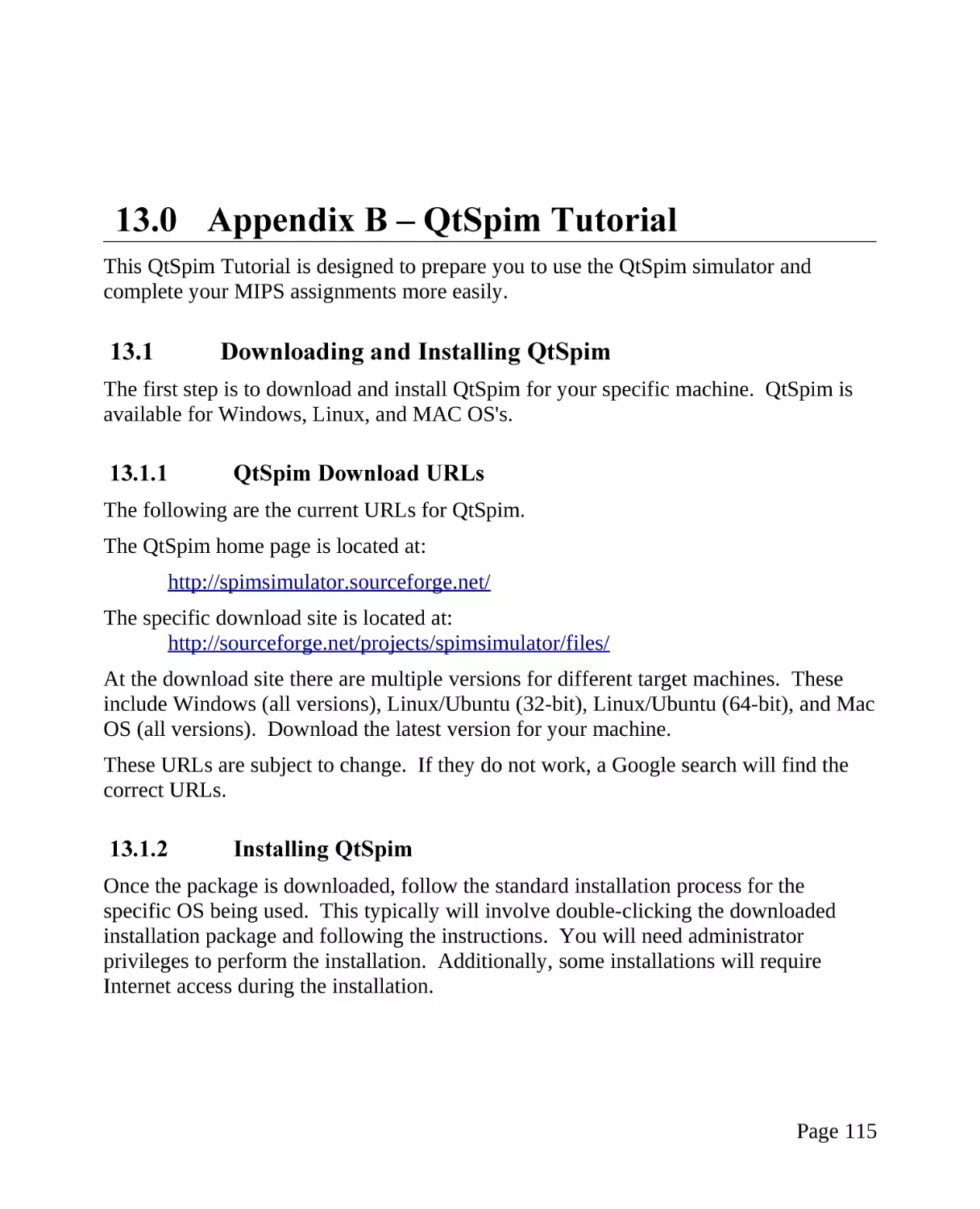 13.0 Appendix B – QtSpim Tutorial
13.1 Downloading and Installing QtSpim
13.1.1 QtSpim Download URLs
13.1.2 Installing QtSpim