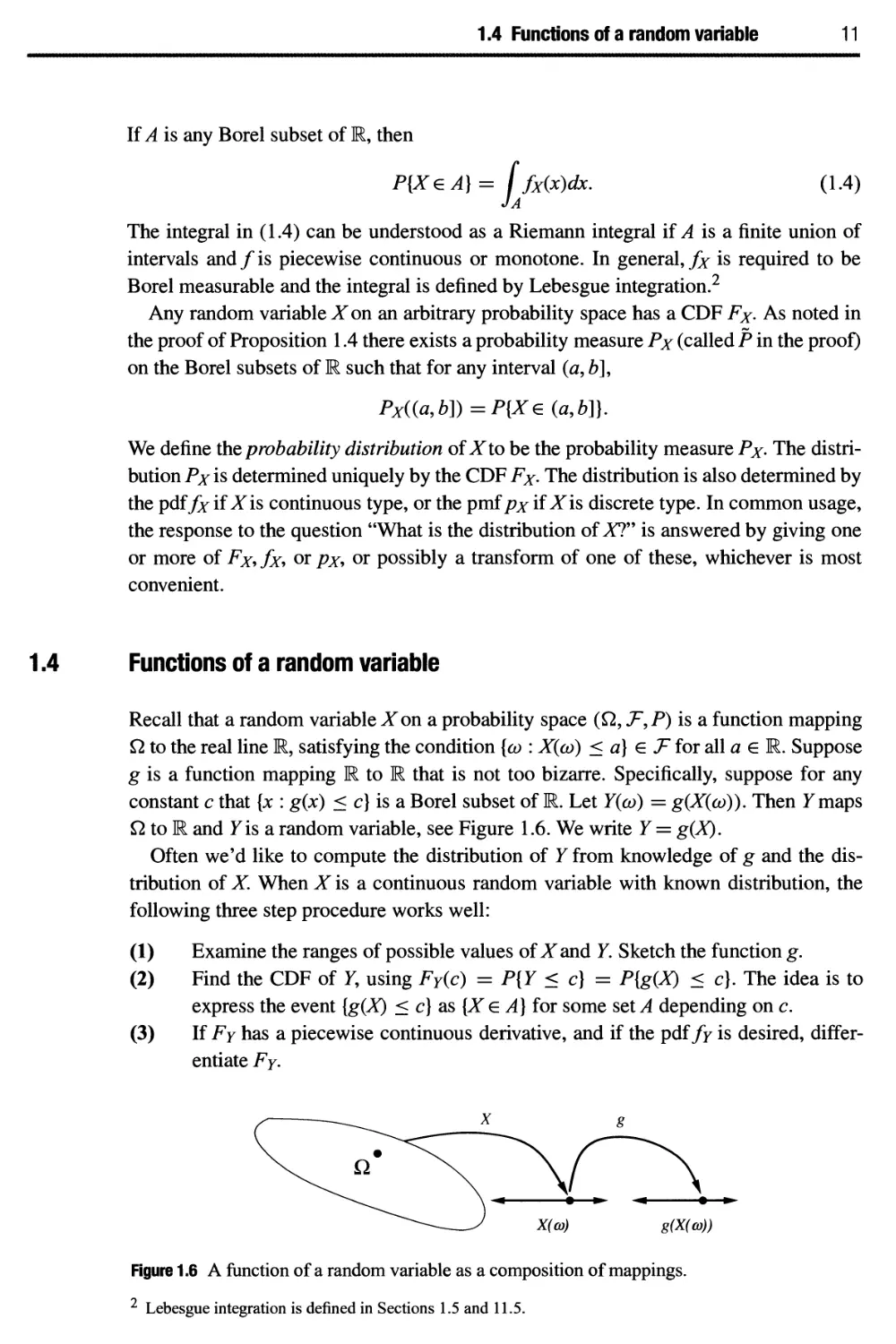 1.4 Functions of a random variable 11