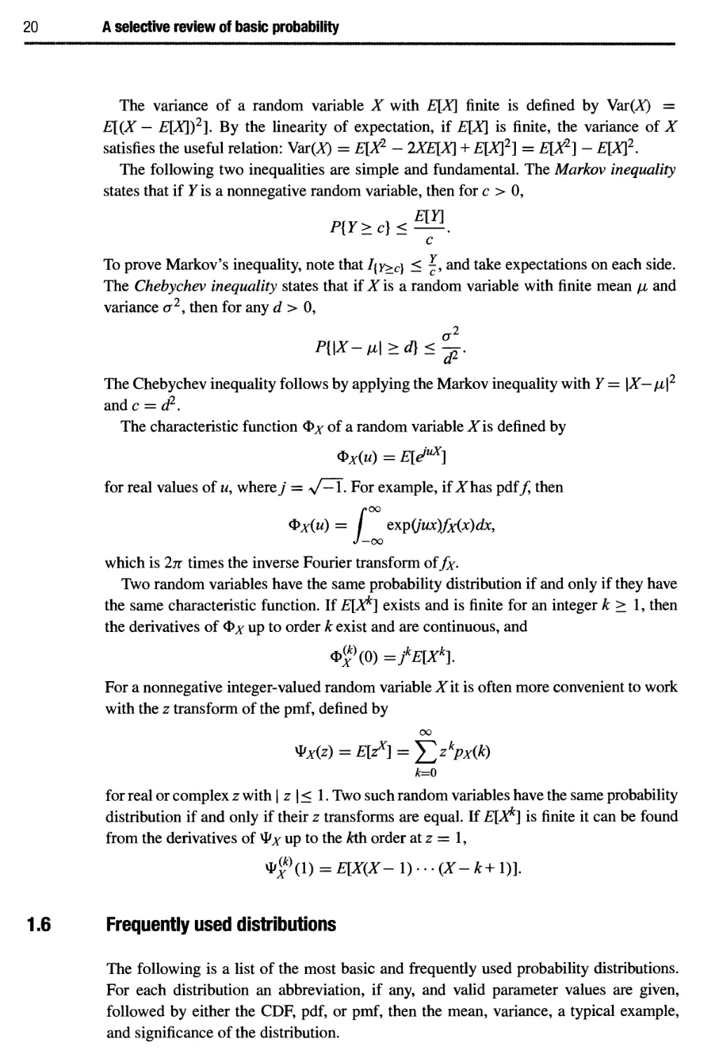 1.6 Frequently used distributions 20