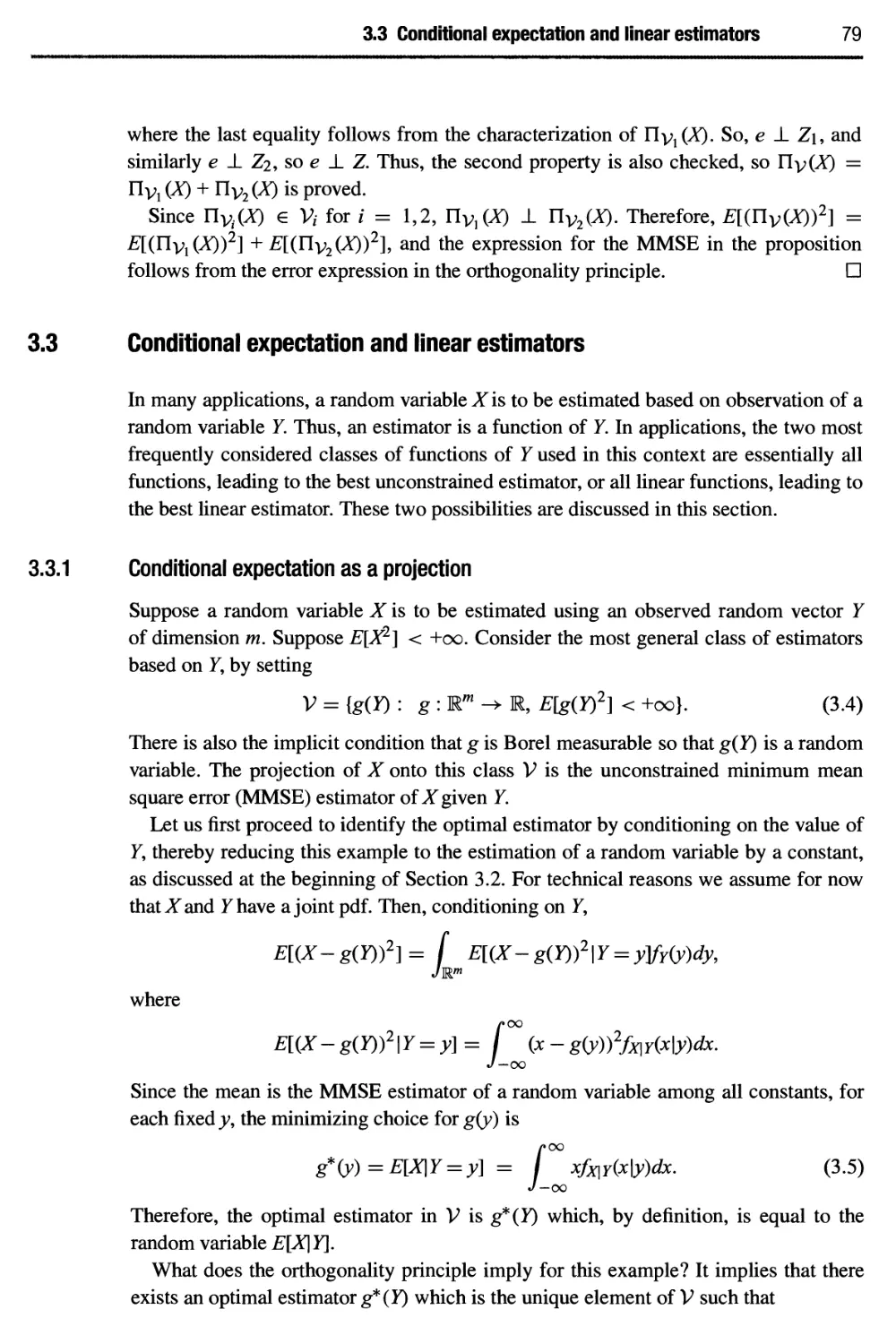 3.3 Conditional expectation and linear estimators 79