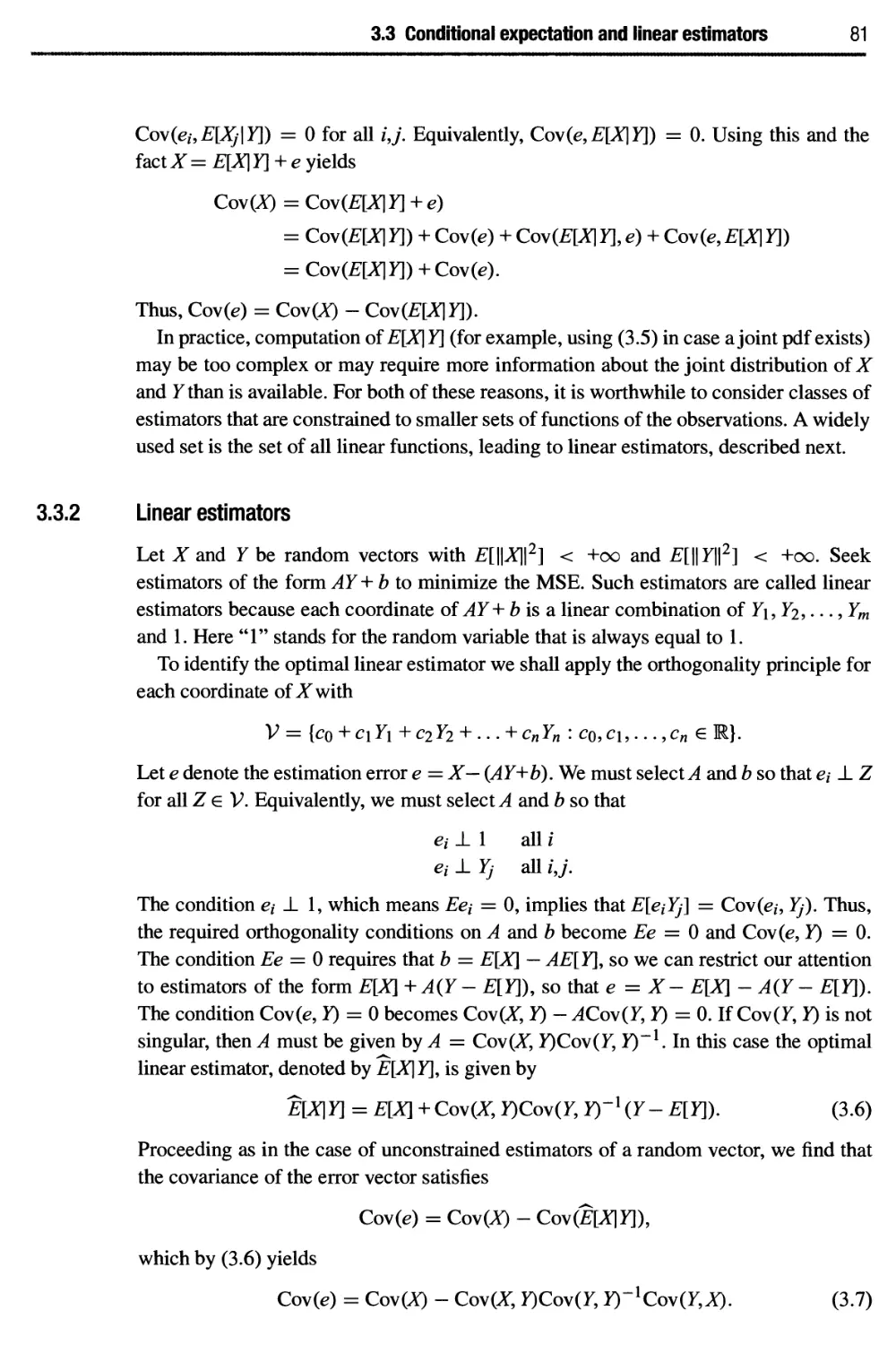 3.3.2 Linear estimators 81
