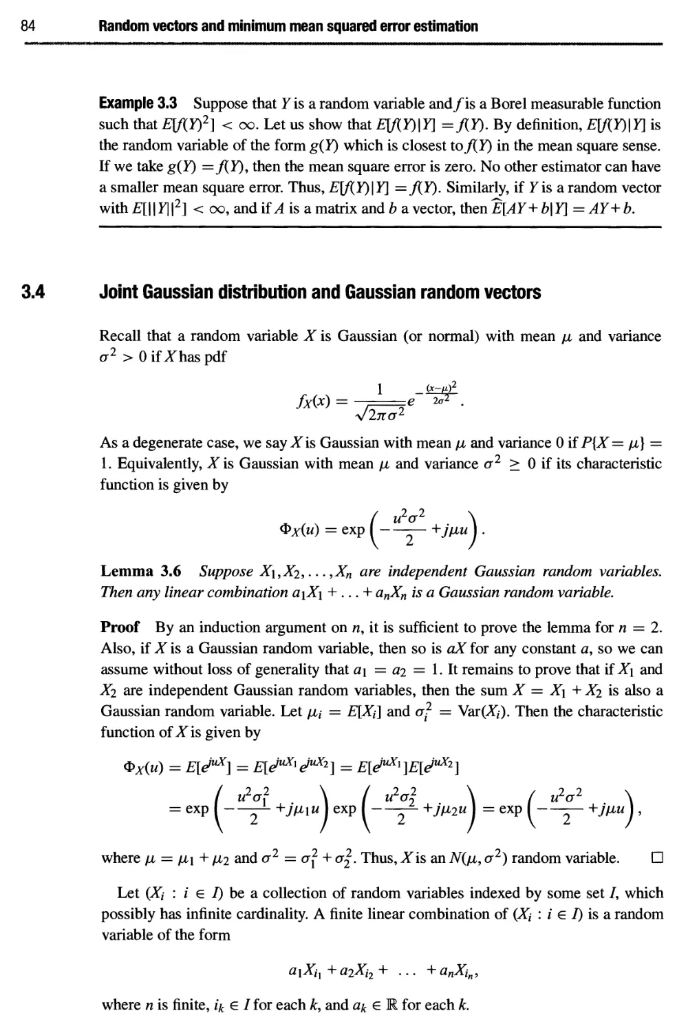 3.4 Joint Gaussian distribution and Gaussian random vectors 84