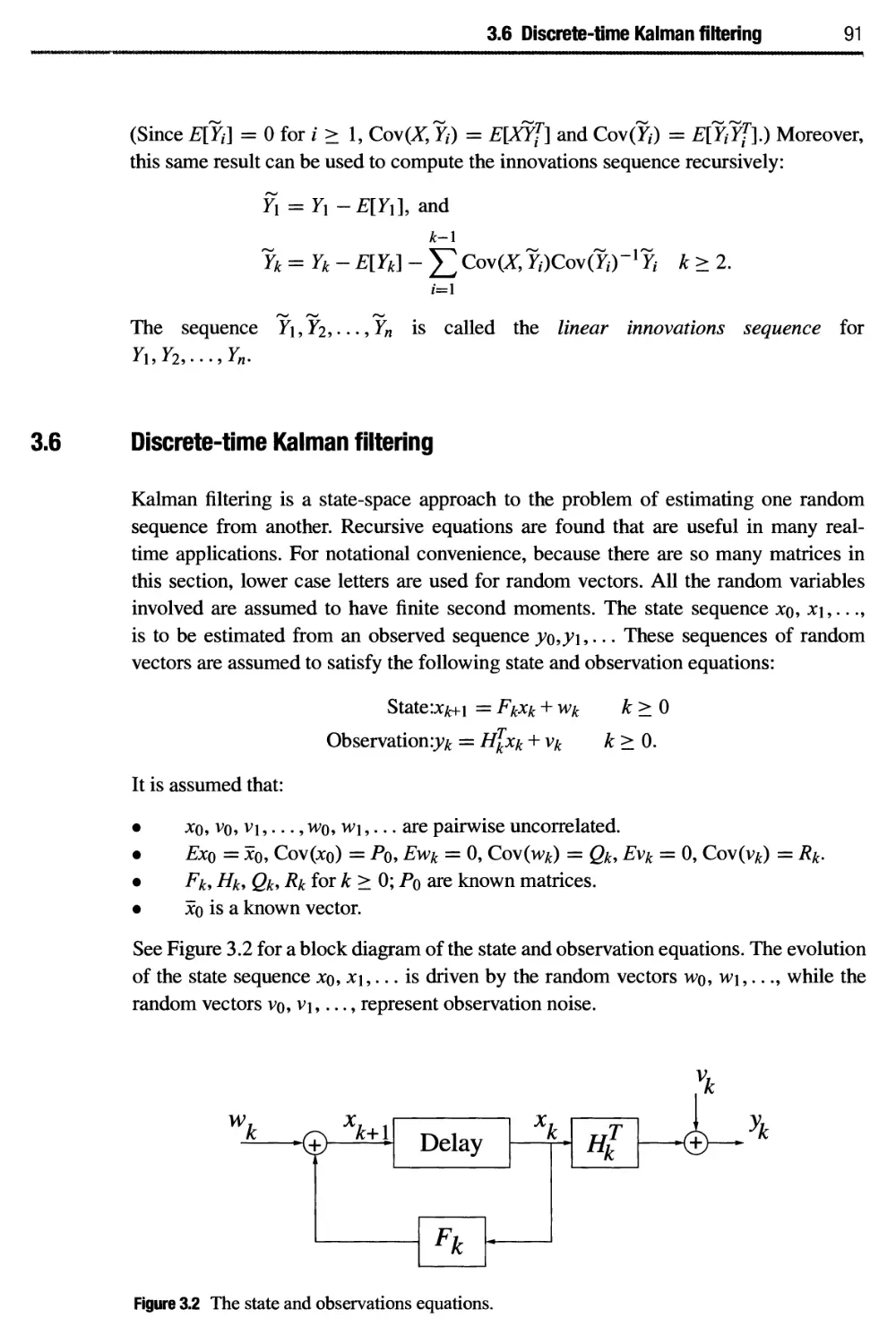 3.6 Discrete-time Kalman filtering 91