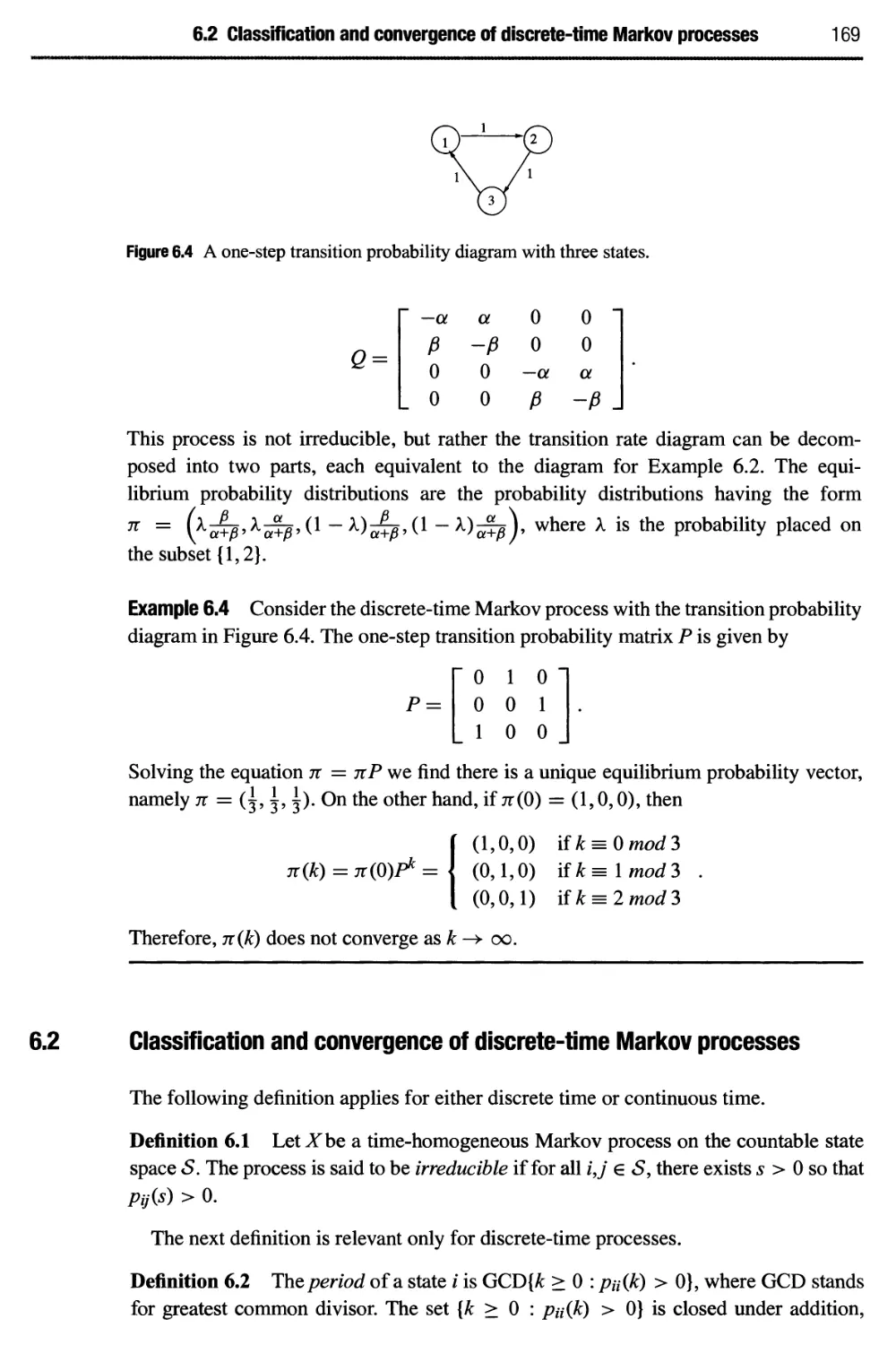 6.2 Classification and convergence of discrete-time Markov processes 169