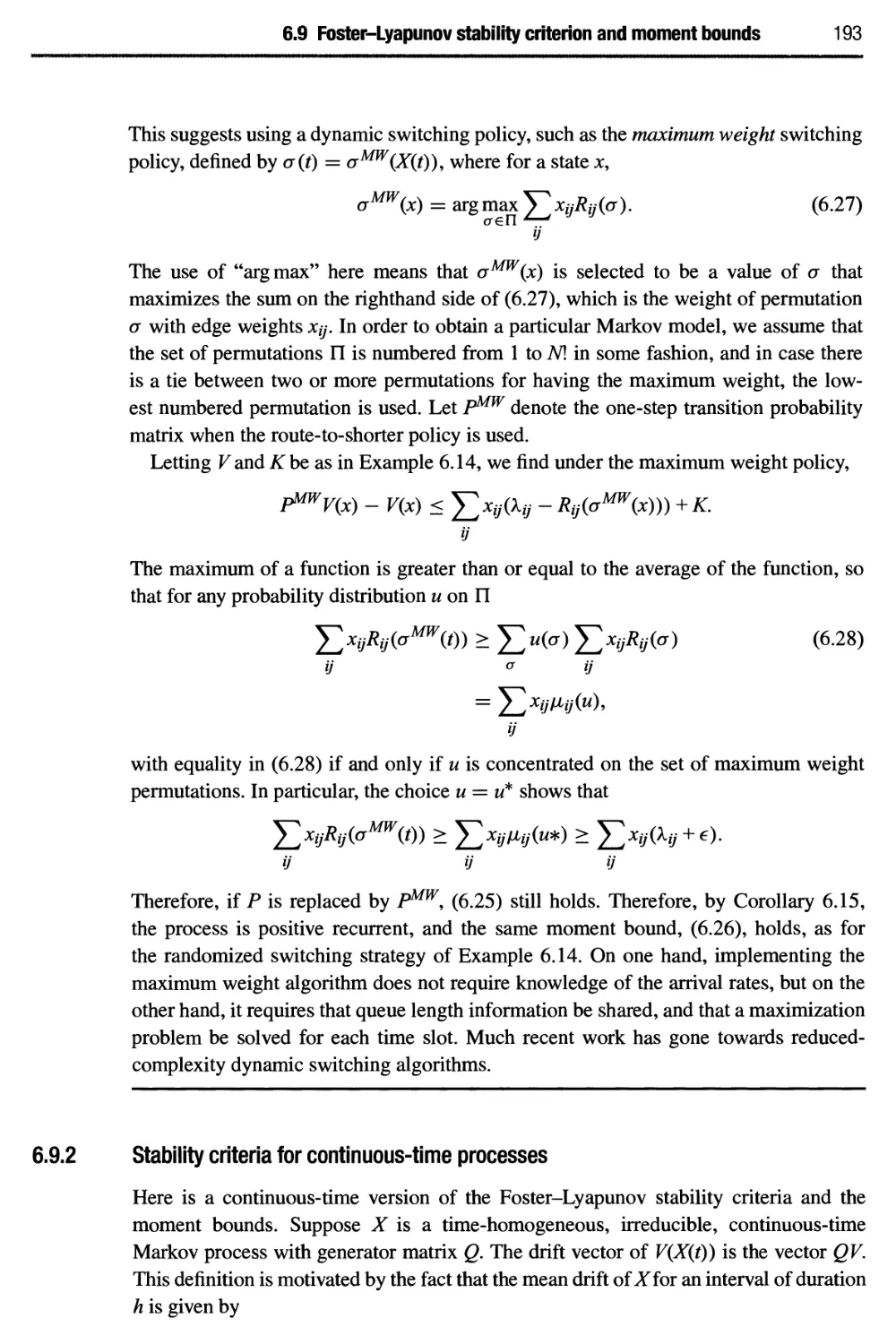 6.9.2 Stability criteria for continuous-time processes 193