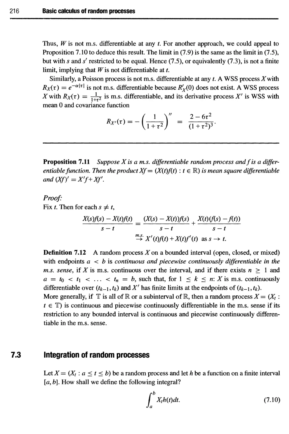 7.3 Integration of random processes 216
