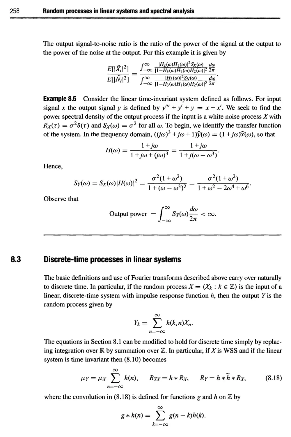 8.3 Discrete-time processes in linear systems 258