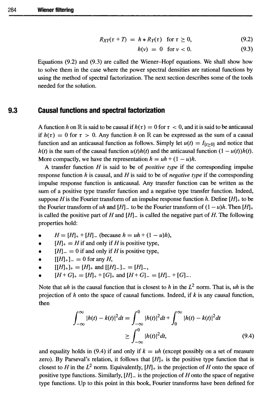 9.3 Causal functions and spectral factorization 284