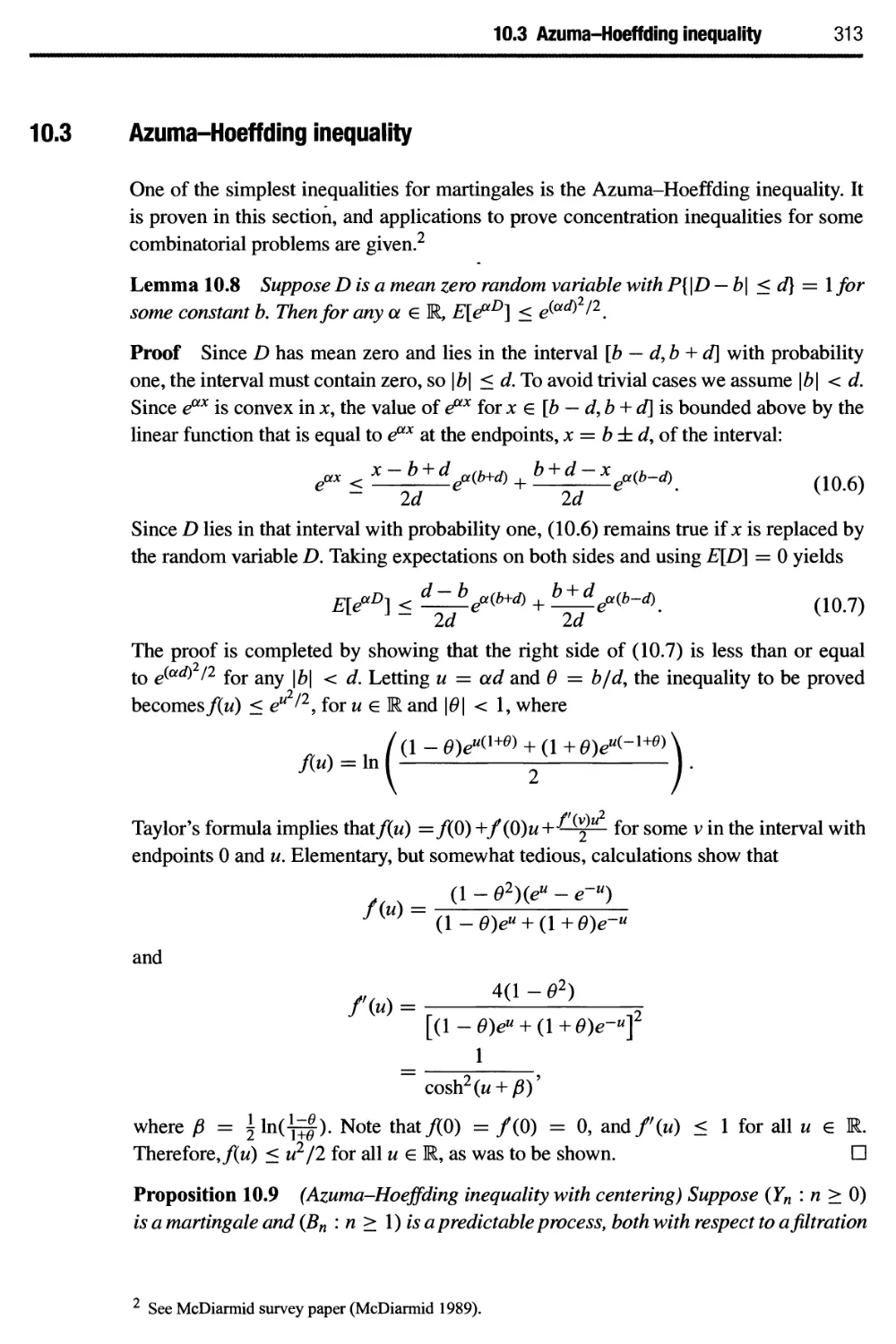 10.3 Azuma-Hoeffding inequality 313