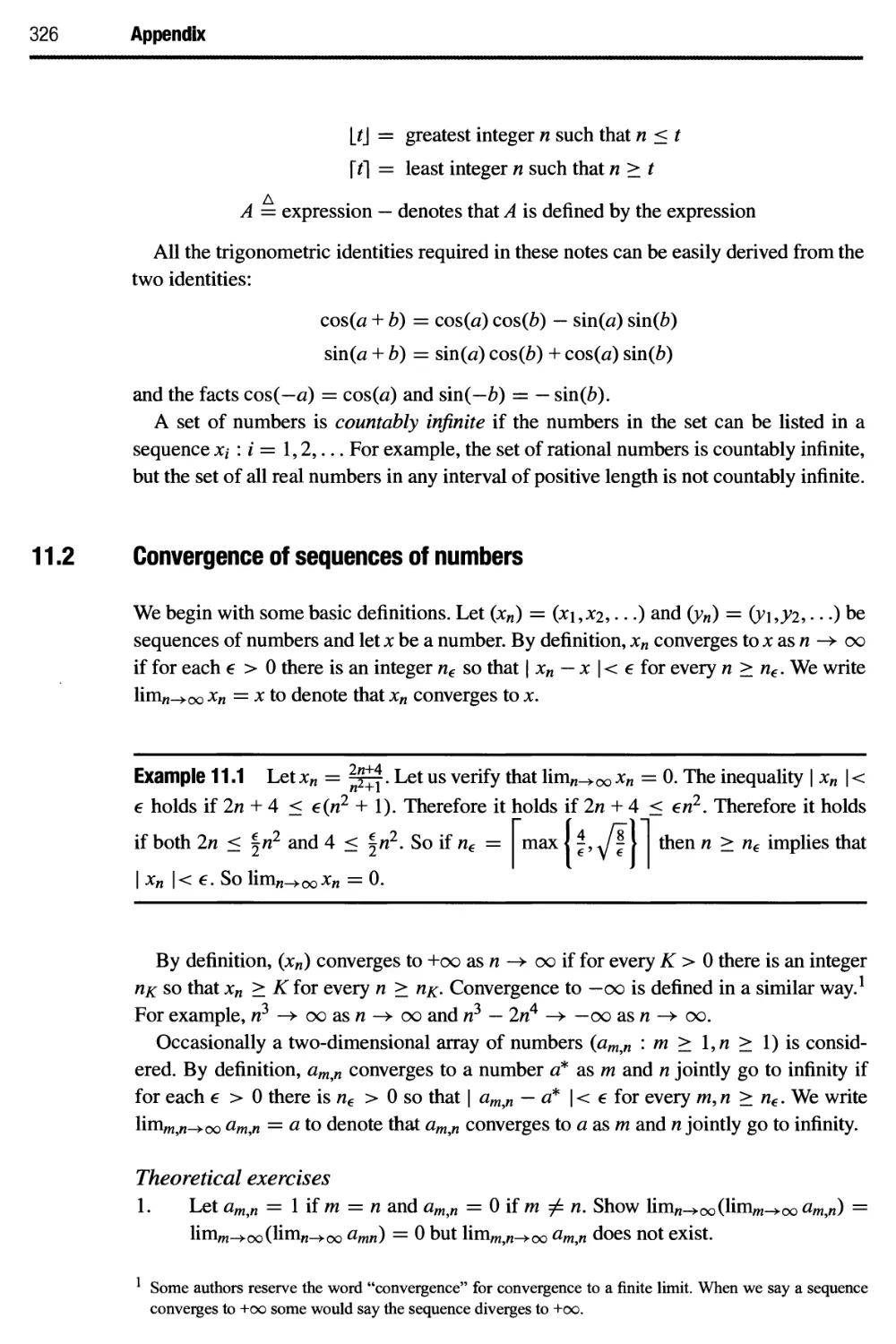 11.2 Convergence of sequences of numbers 326