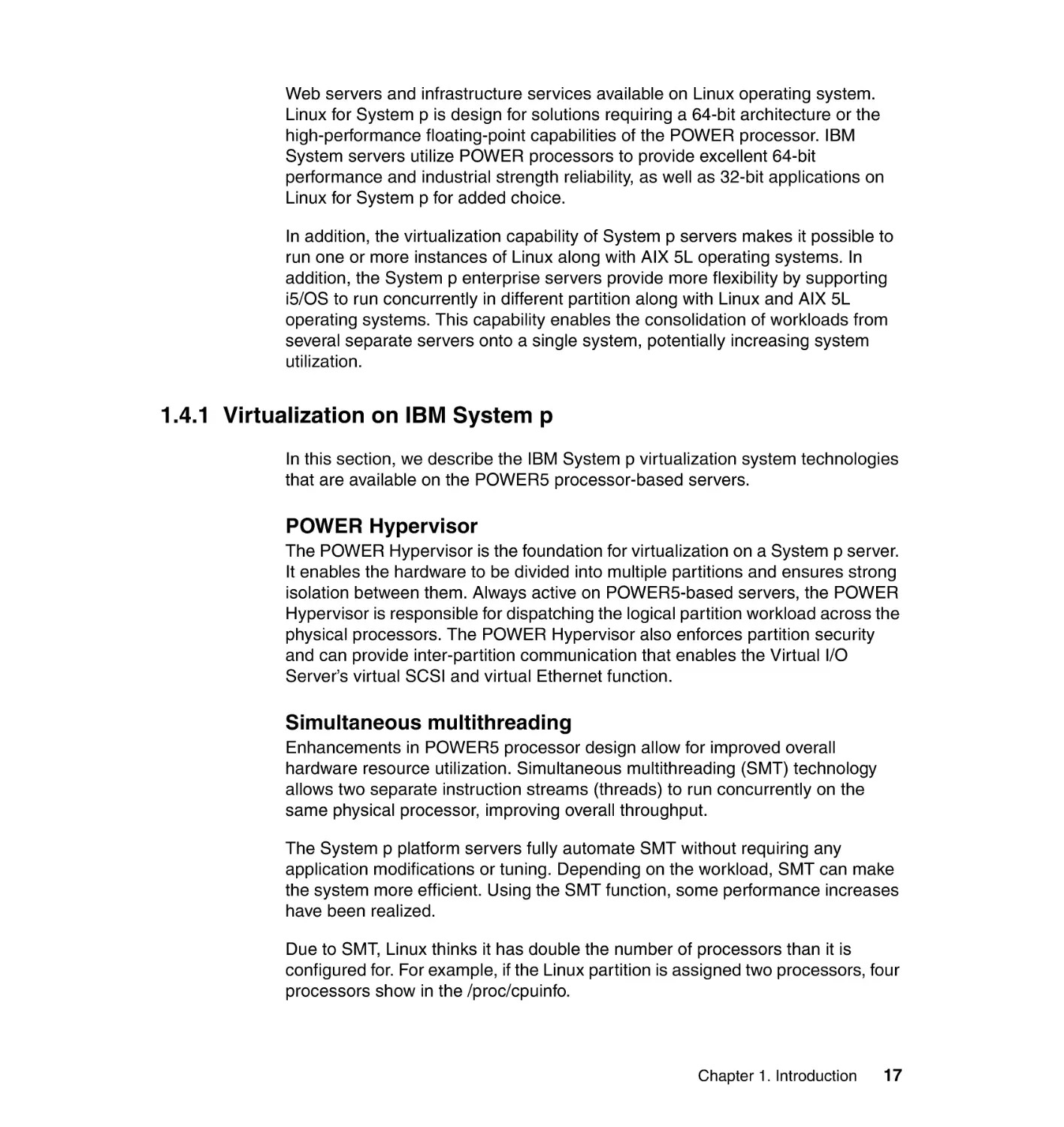 1.4.1 Virtualization on IBM System p