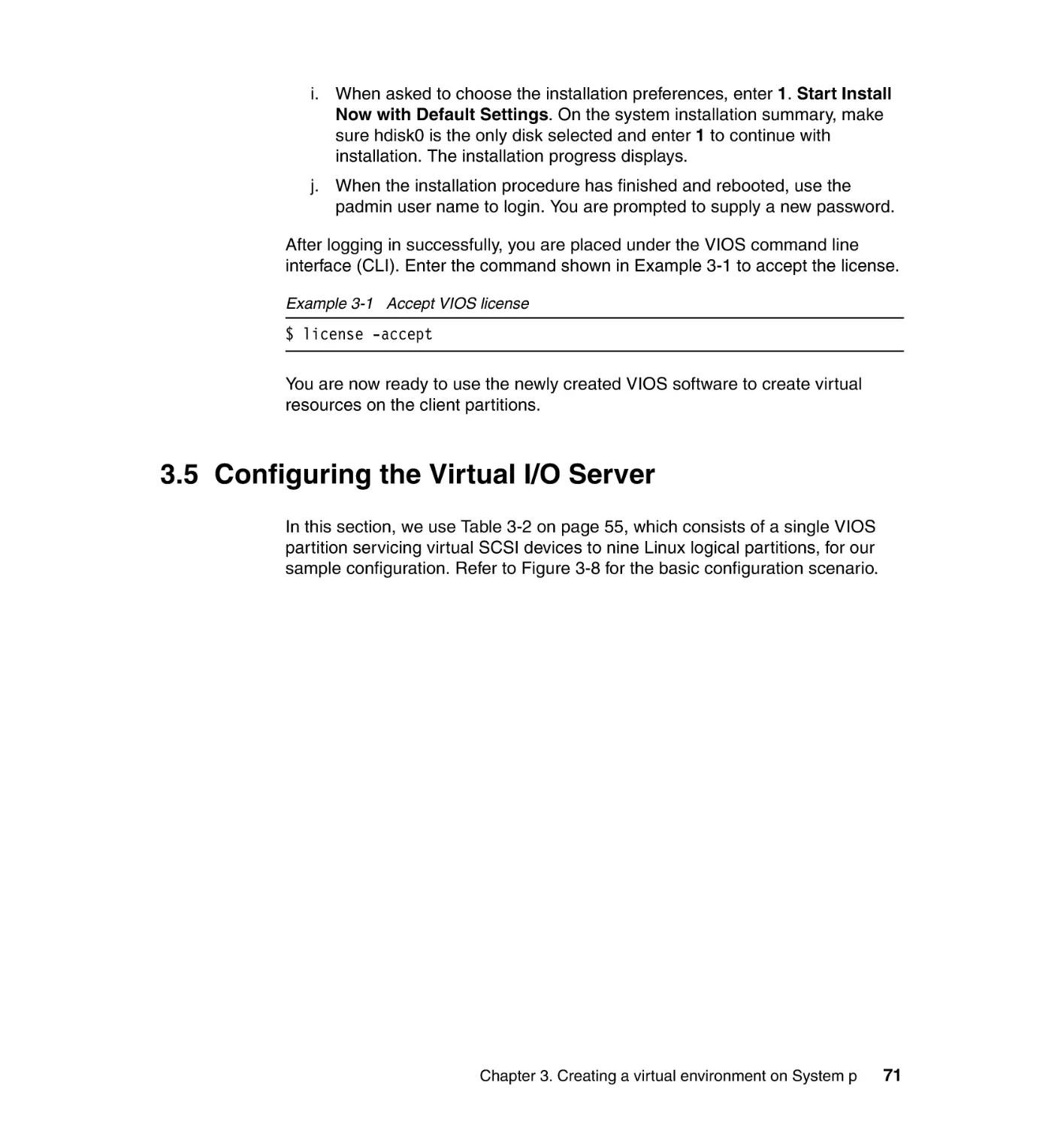 3.5 Configuring the Virtual I/O Server