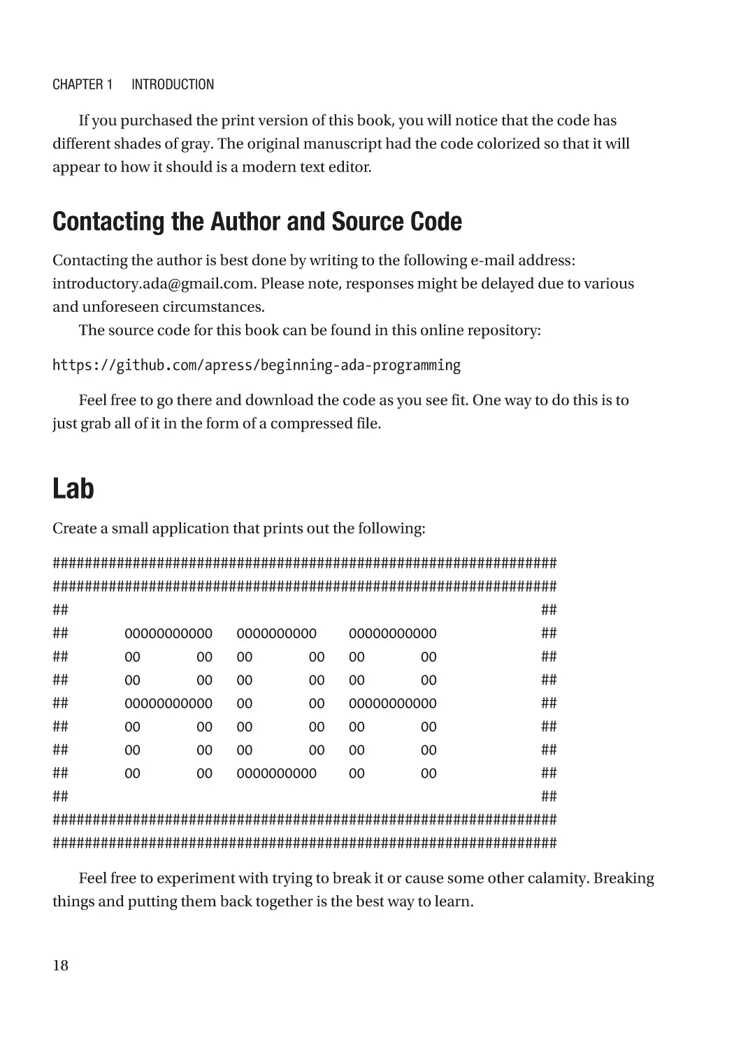 Contacting the Author and Source Code
Lab
