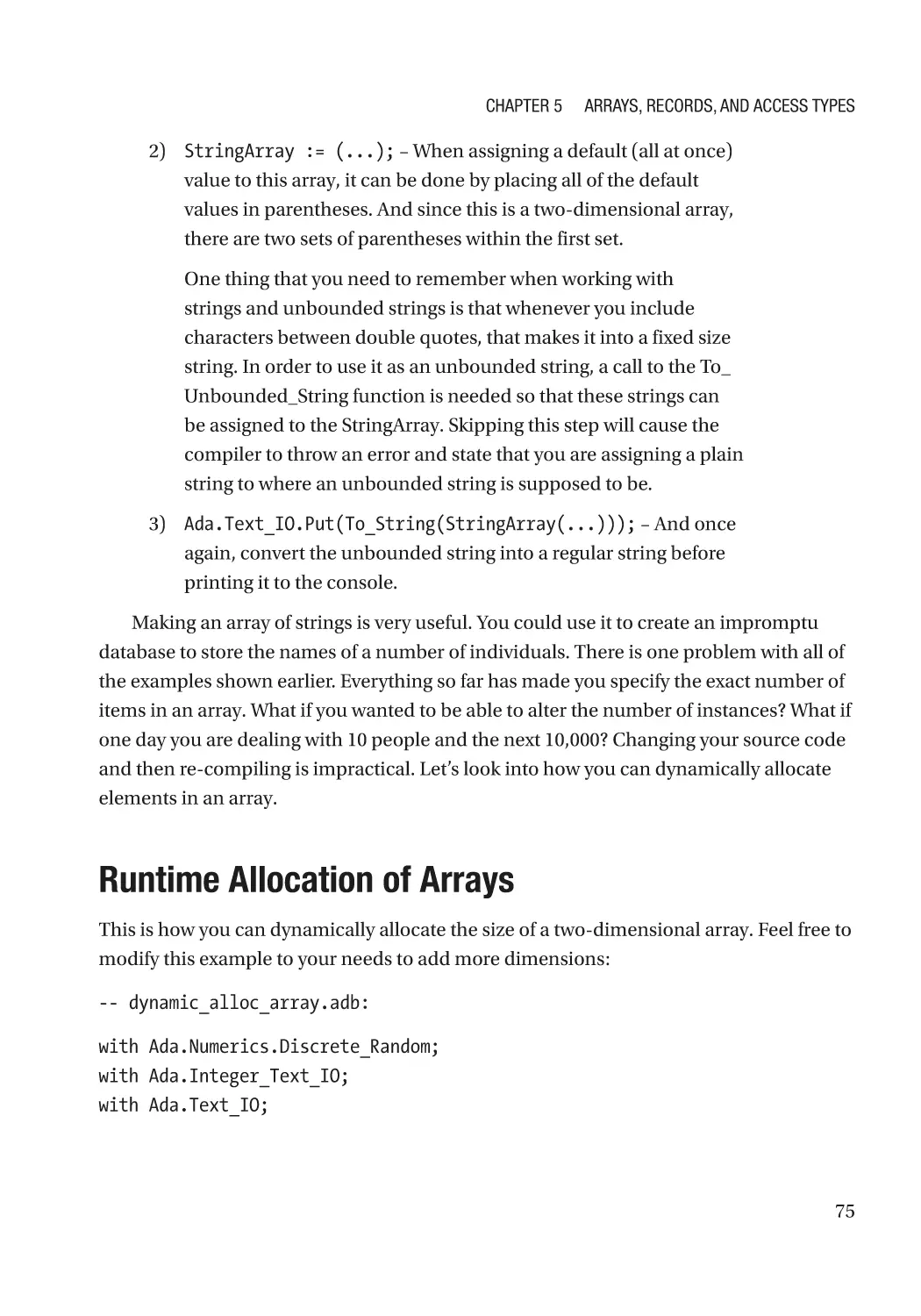 Runtime Allocation of Arrays