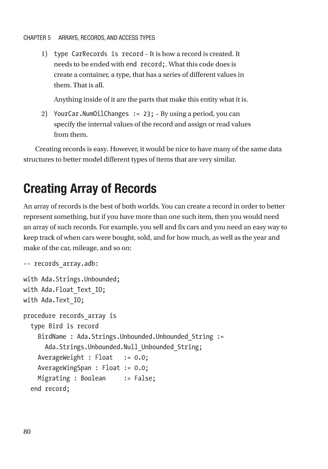 Creating Array of Records