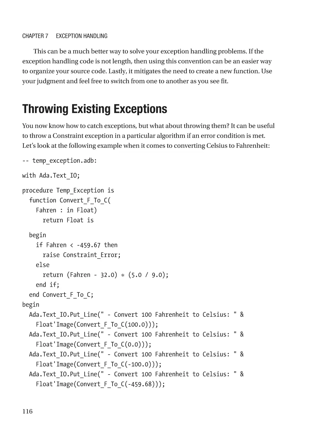 Throwing Existing Exceptions
