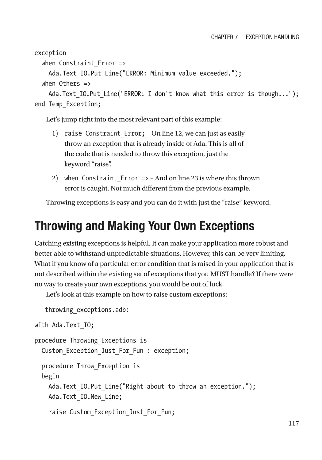 Throwing and Making Your Own Exceptions