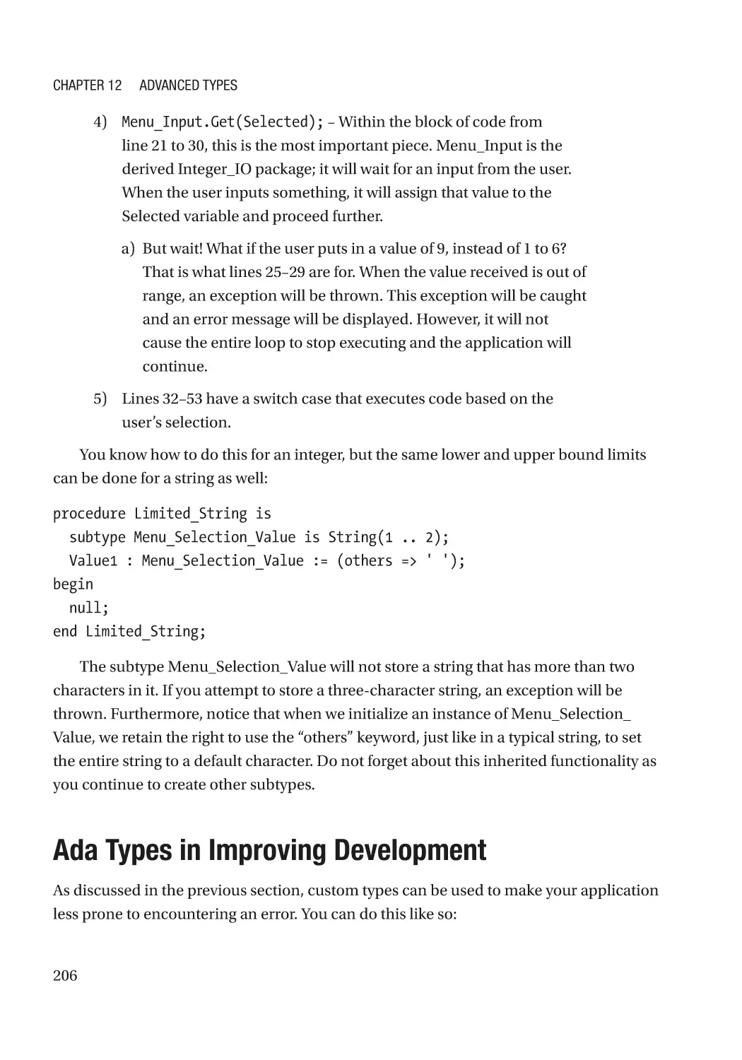 Ada Types in Improving Development