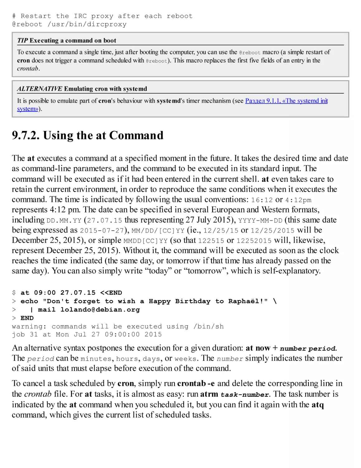 9.7.2. Using the at Command