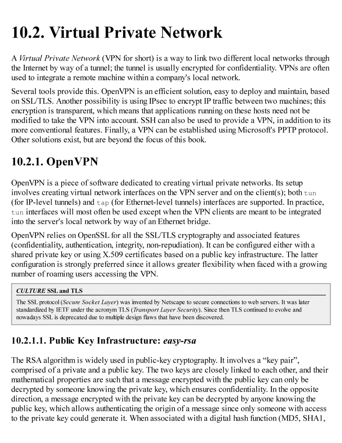 10.2. Virtual Private Network
10.2.1. OpenVPN
10.2.1.1. Public Key Infrastructure