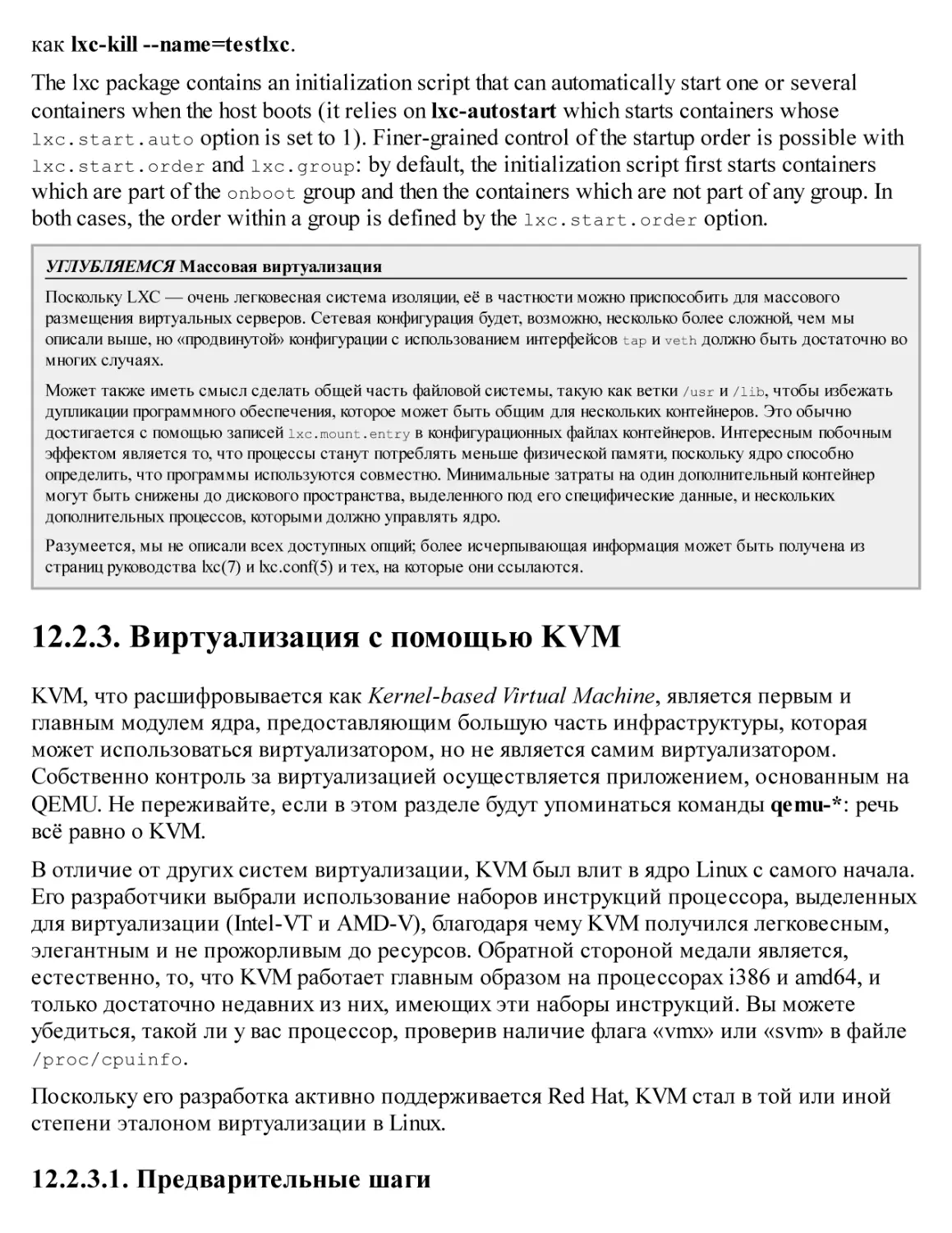 12.2.3. Виртуализация с помощью KVM
12.2.3.1. Предварительные шаги