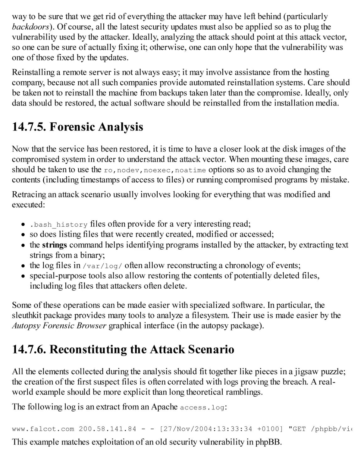 14.7.5. Forensic Analysis
14.7.6. Reconstituting the Attack Scenario