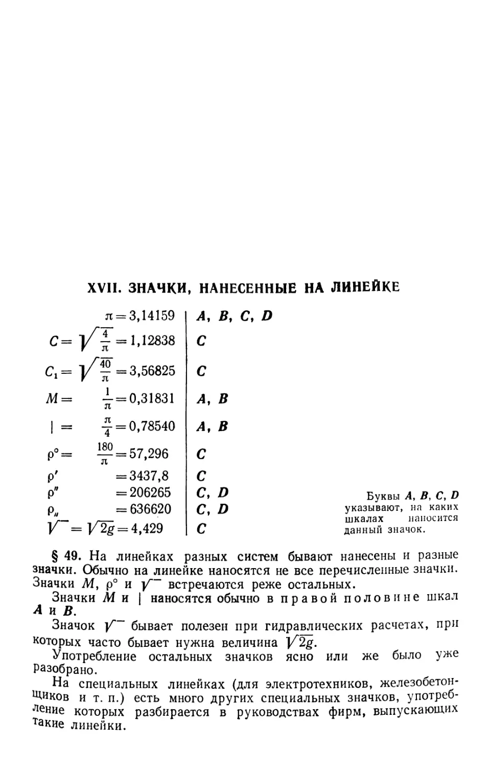 XVII. Значки, нанесенные на линейке
XVIII. Решение уравнений