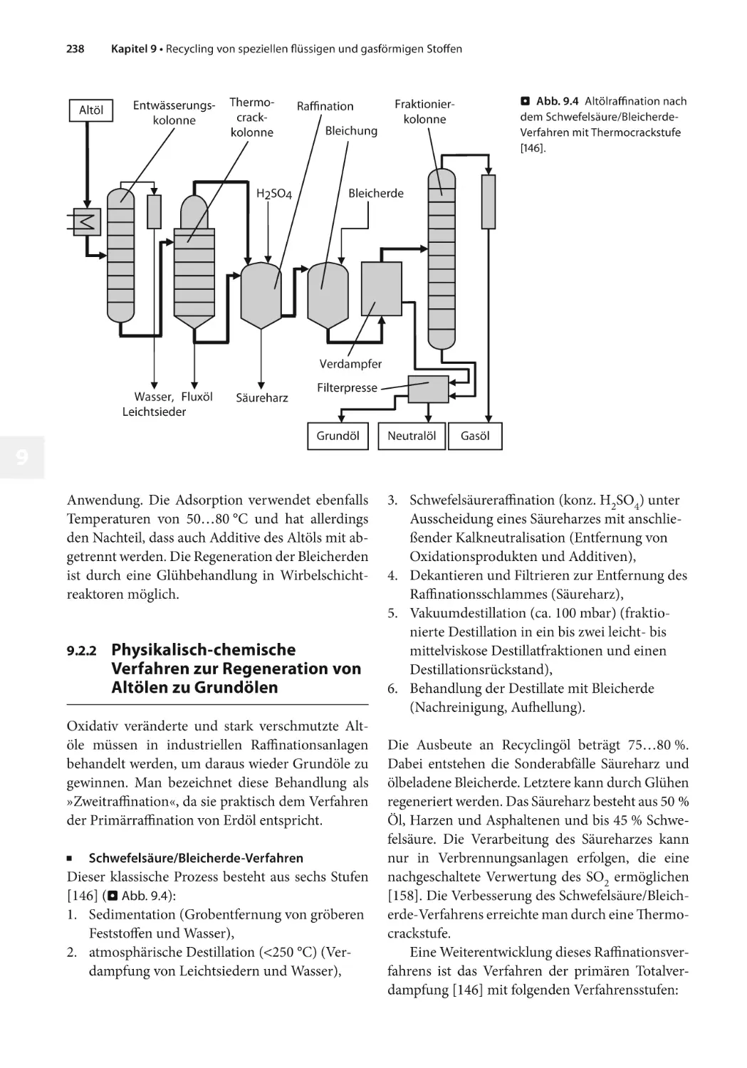 9.2.2 Physikalisch-chemische Verfahren zur Regeneration von Altölen zu Grundölen