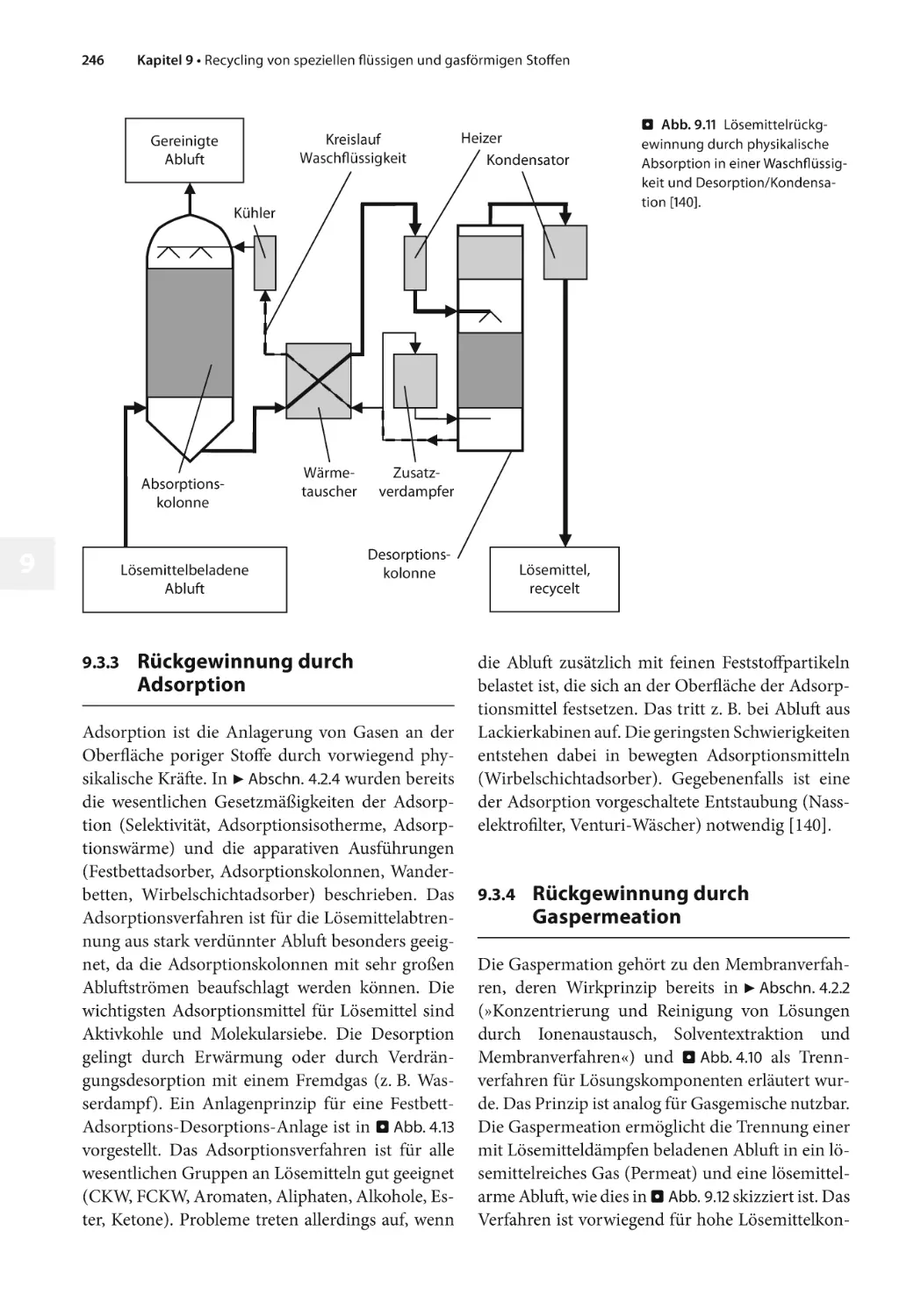 9.3.3 Rückgewinnung durch Adsorption
9.3.4 Rückgewinnung durch Gaspermeation