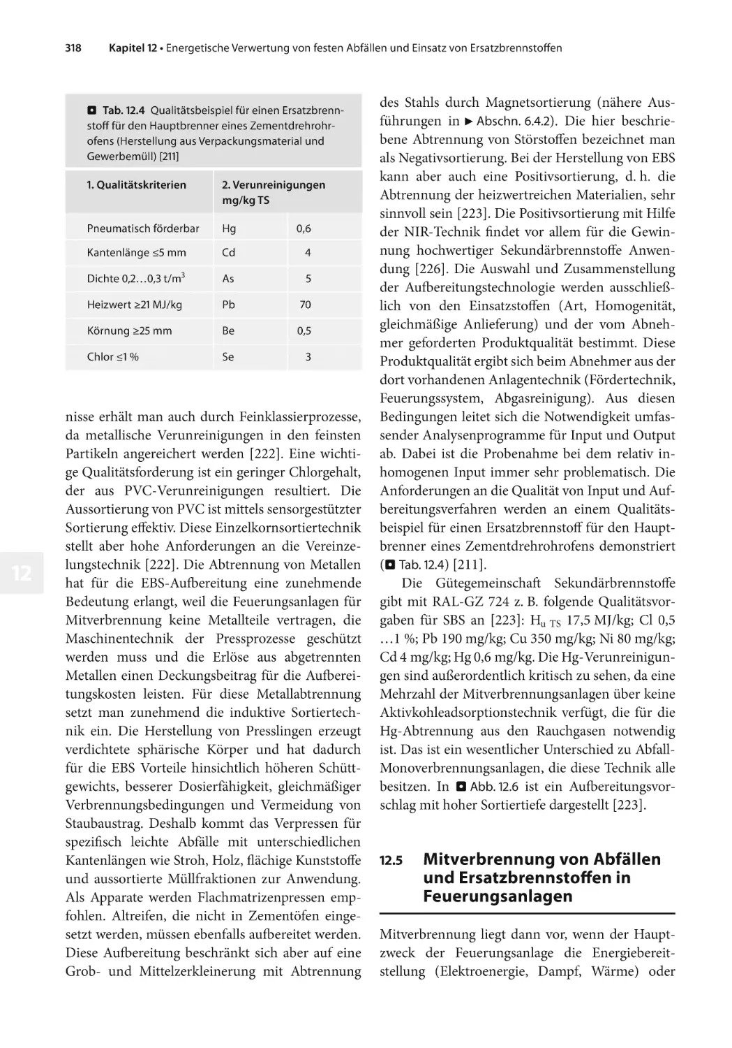 12.5 Mitverbrennung von Abfällen und Ersatzbrennstoff en in Feuerungsanlagen