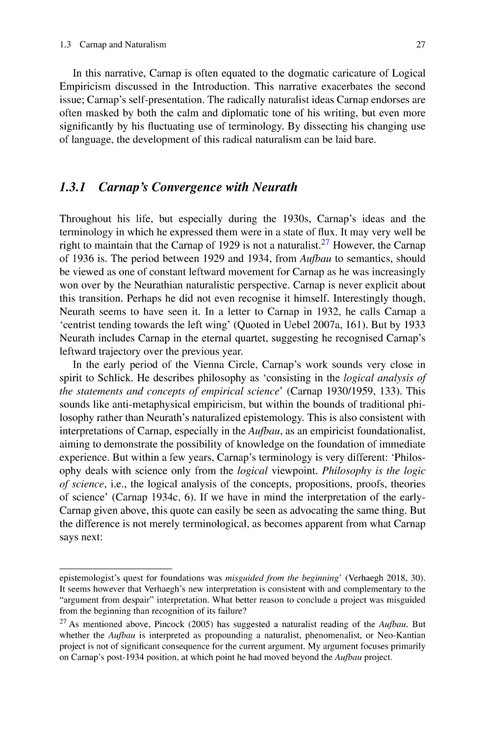 1.3.1 Carnap's Convergence with Neurath