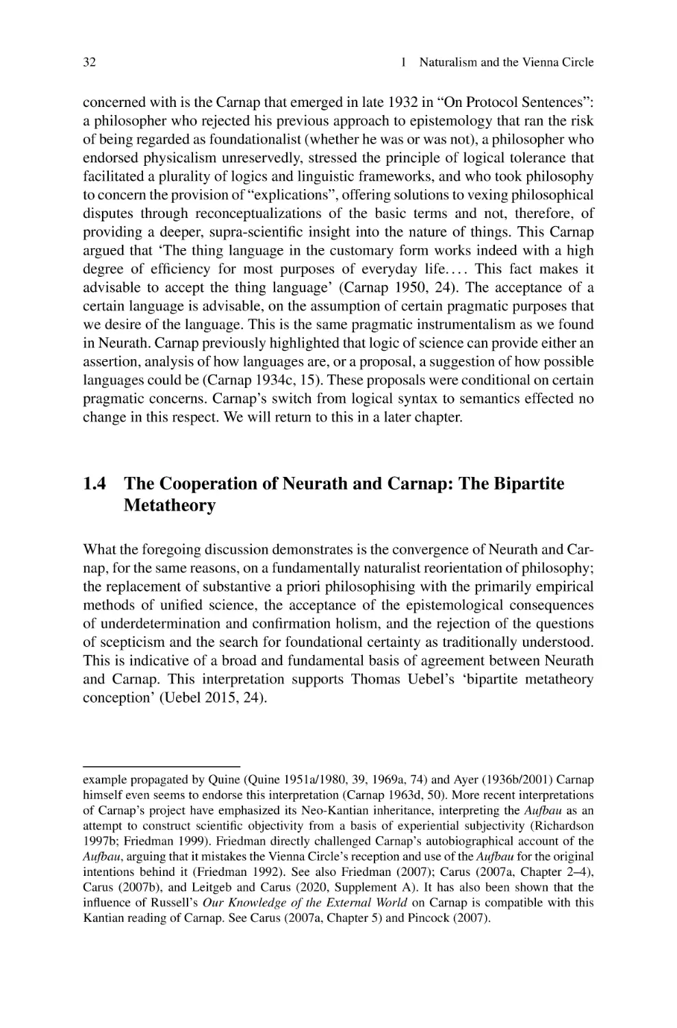 1.4 The Cooperation of Neurath and Carnap