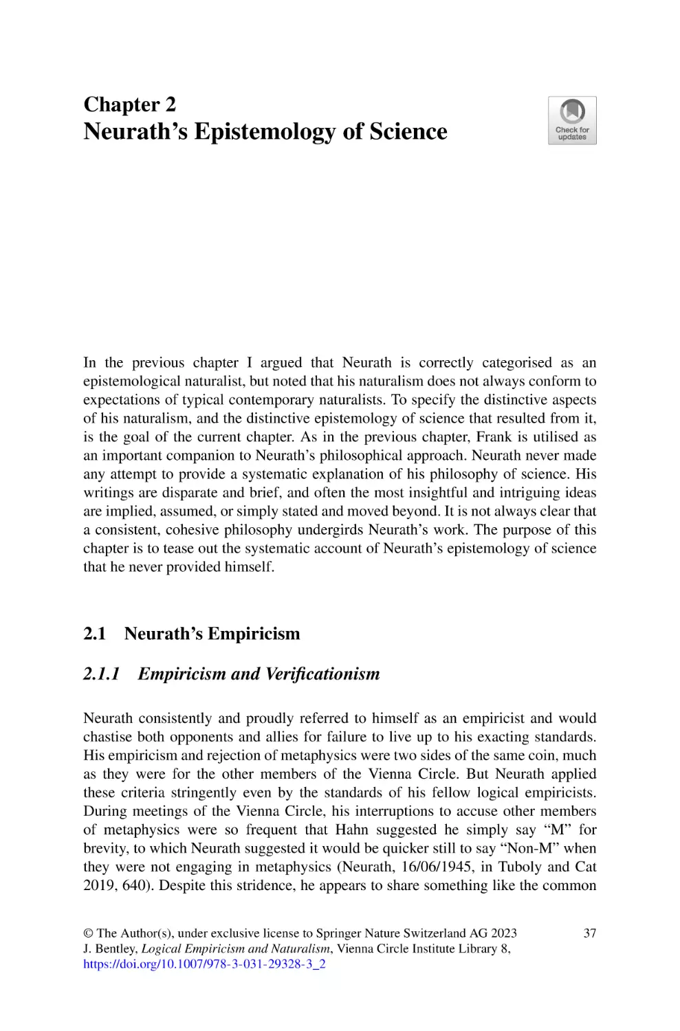 2 Neurath's Epistemology of Science
2.1 Neurath's Empiricism
2.1.1 Empiricism and Verificationism