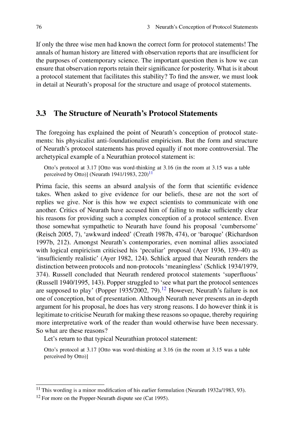 3.3 The Structure of Neurath's Protocol Statements