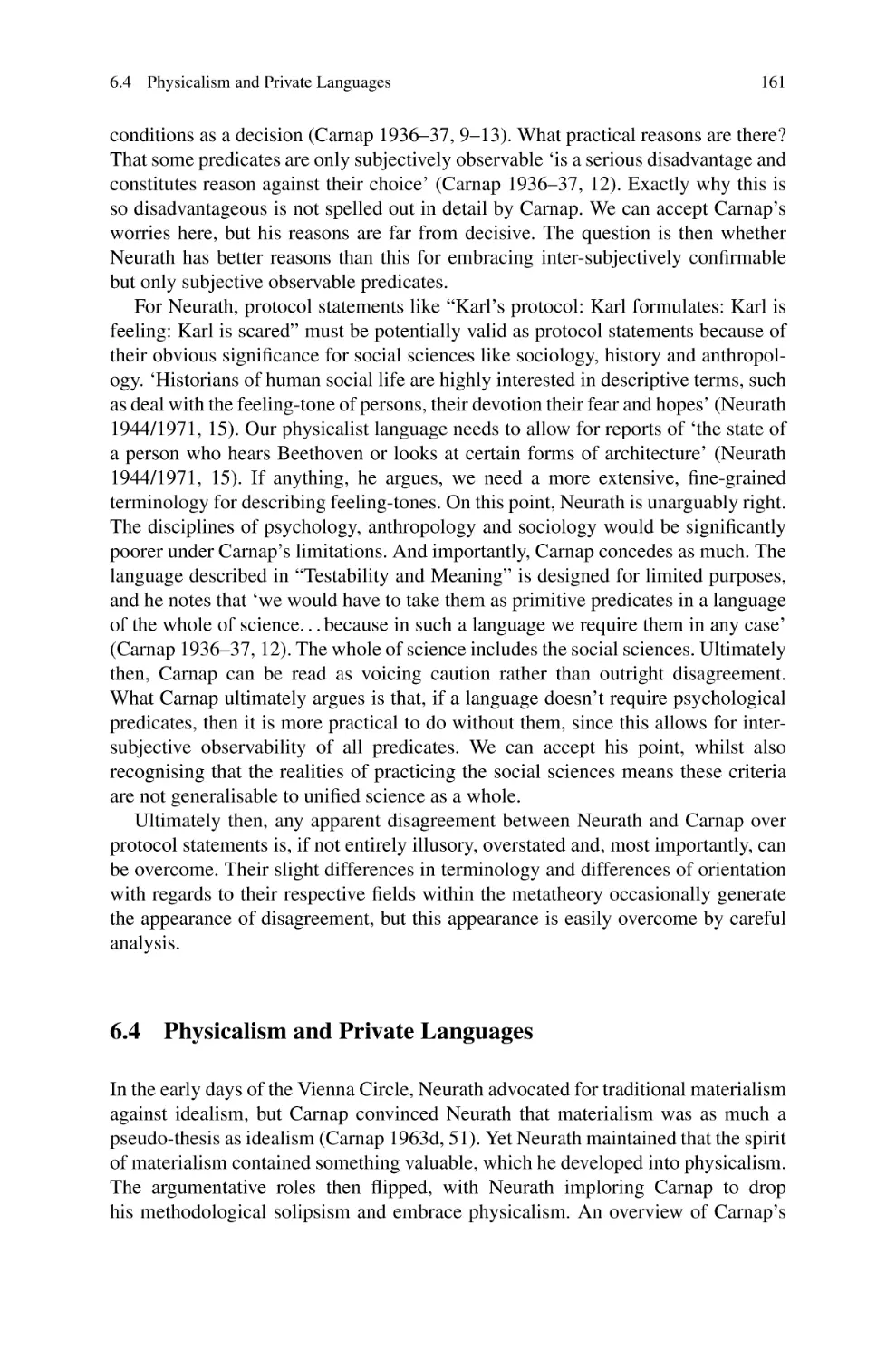 6.4 Physicalism and Private Languages