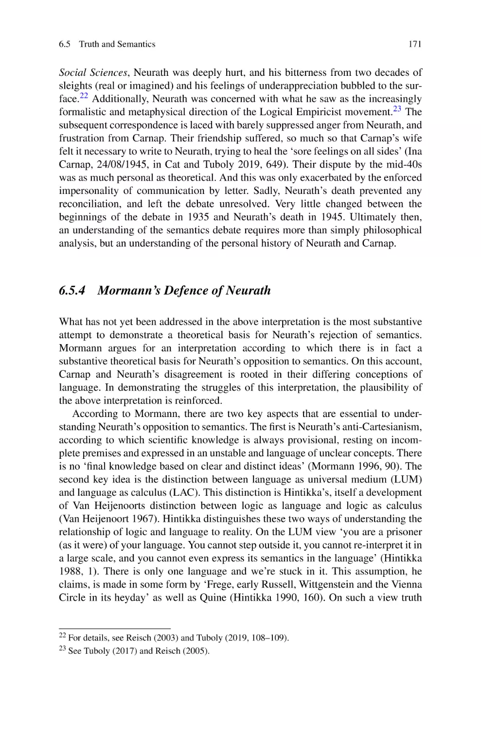 6.5.4 Mormann's Defence of Neurath