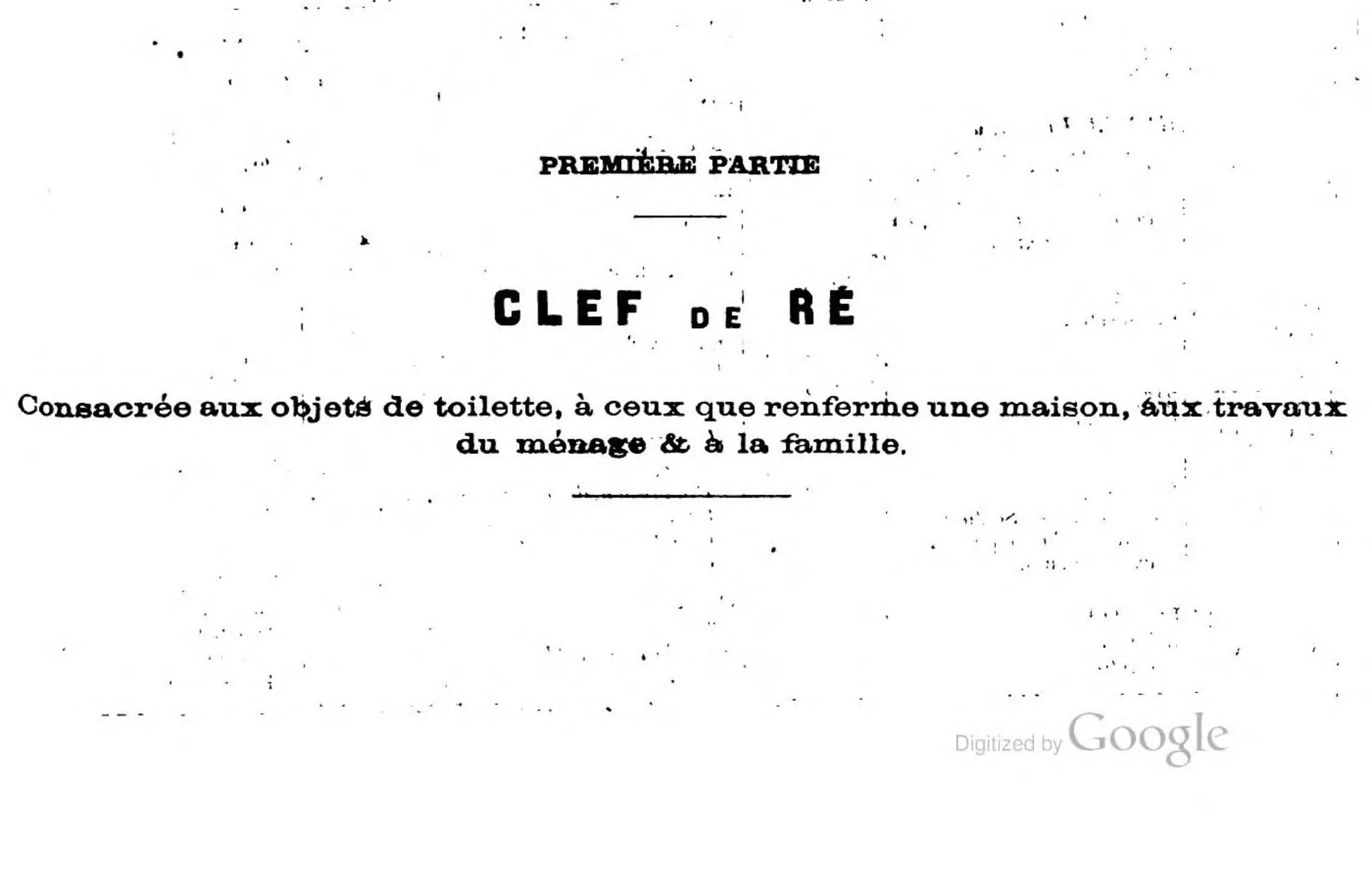 Première partie. Clef de RE