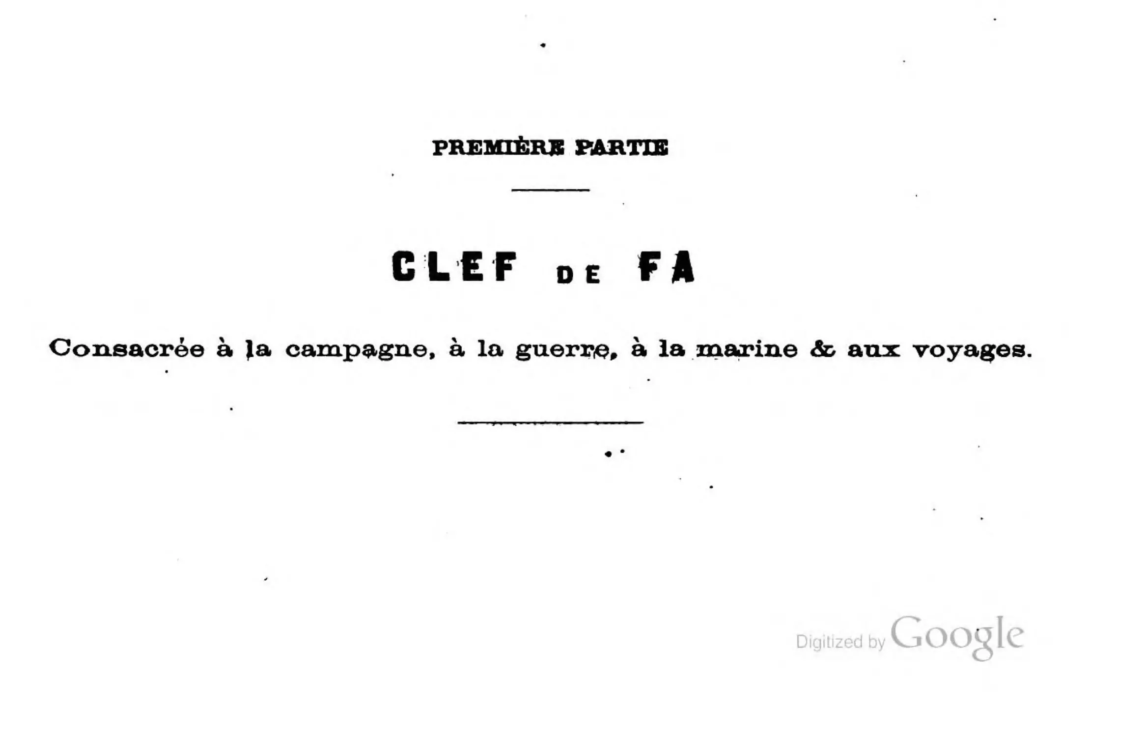 Première partie. Clef de FA