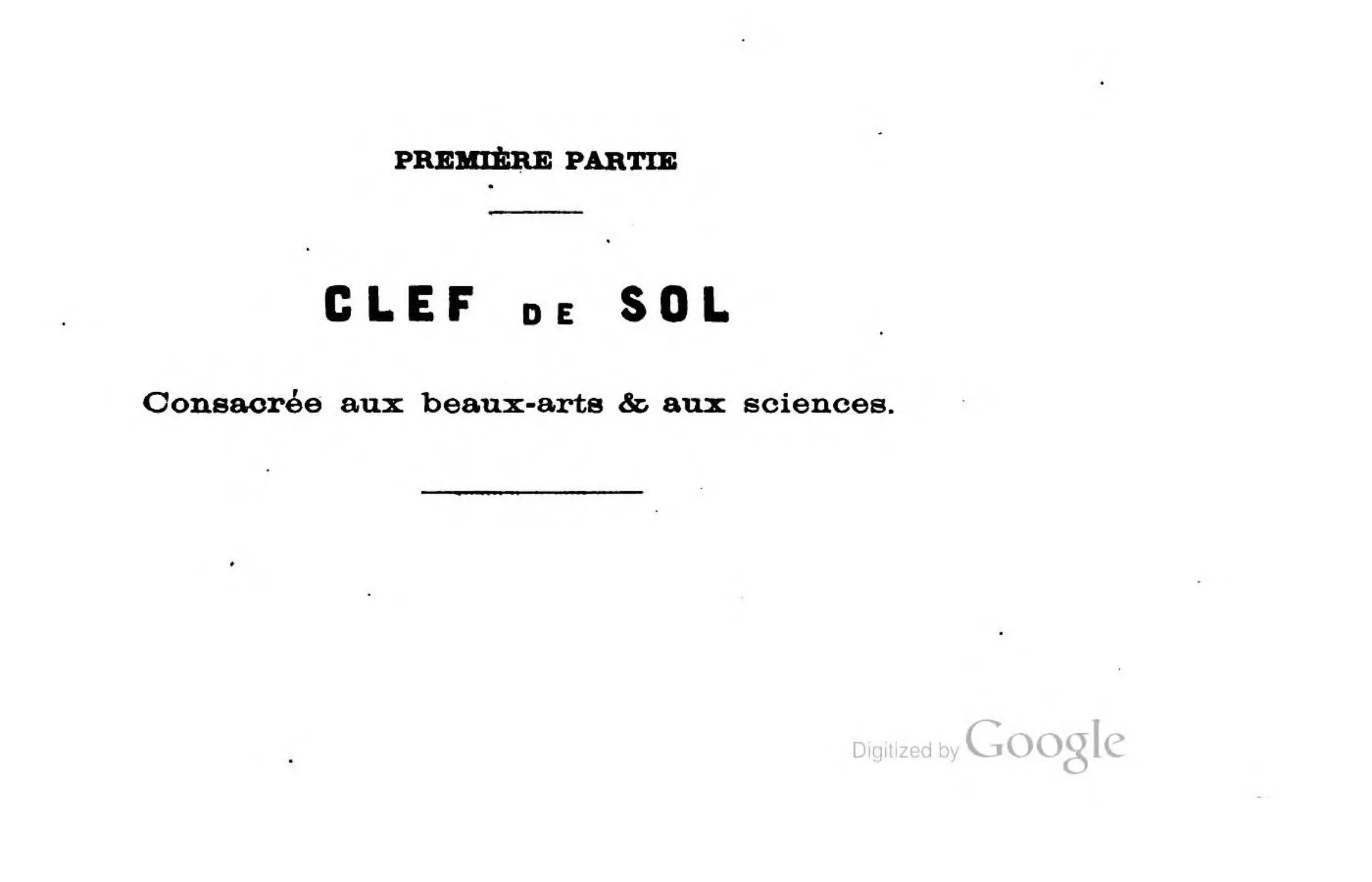 Première partie. Clef de SOL